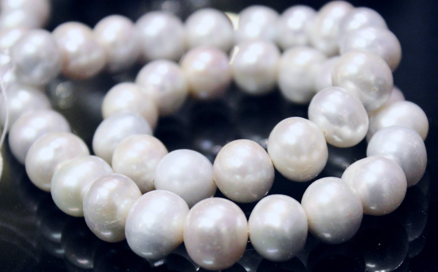 9-11mm A-AA full strand Freshwater Pearl stunning white platinum round potato pearl-- large unique natural platinum  15" 40+ pcs #3001 NEW