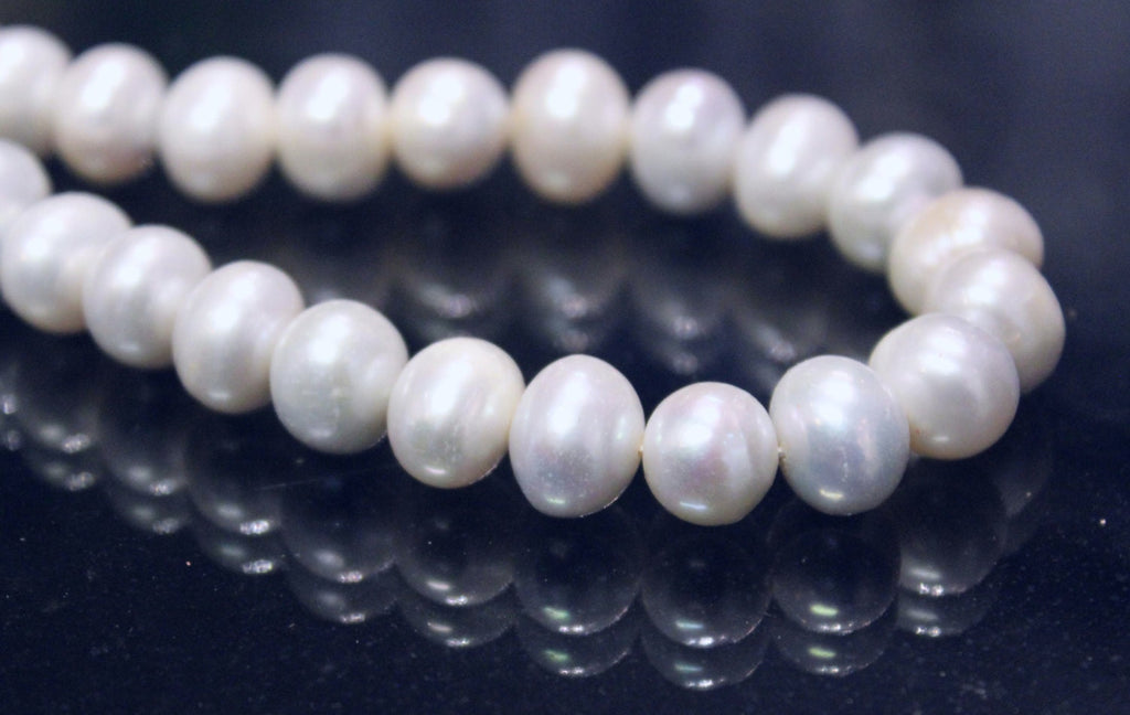 9-11mm A-AA full strand Freshwater Pearl stunning white platinum round potato pearl-- large unique natural platinum  15" 40+ pcs #3001 NEW