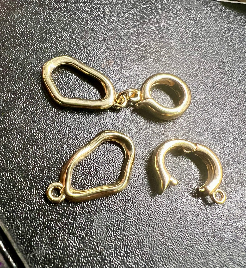 14k yellow Gold plated pearl Clasp set, baroque pearl gold buckle clasp, flexible beading leave connection clasp, wholesale #FDC018 NEW