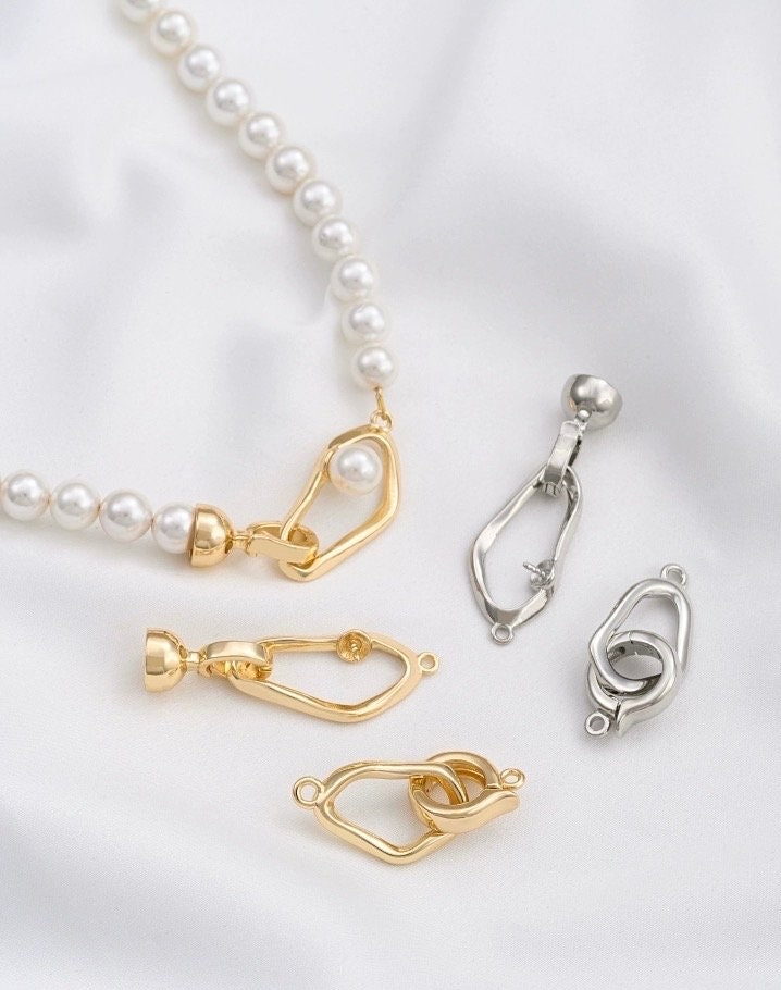 14k yellow Gold plated pearl Clasp set, baroque pearl gold buckle clasp, flexible beading leave connection clasp, wholesale #FDC018 NEW