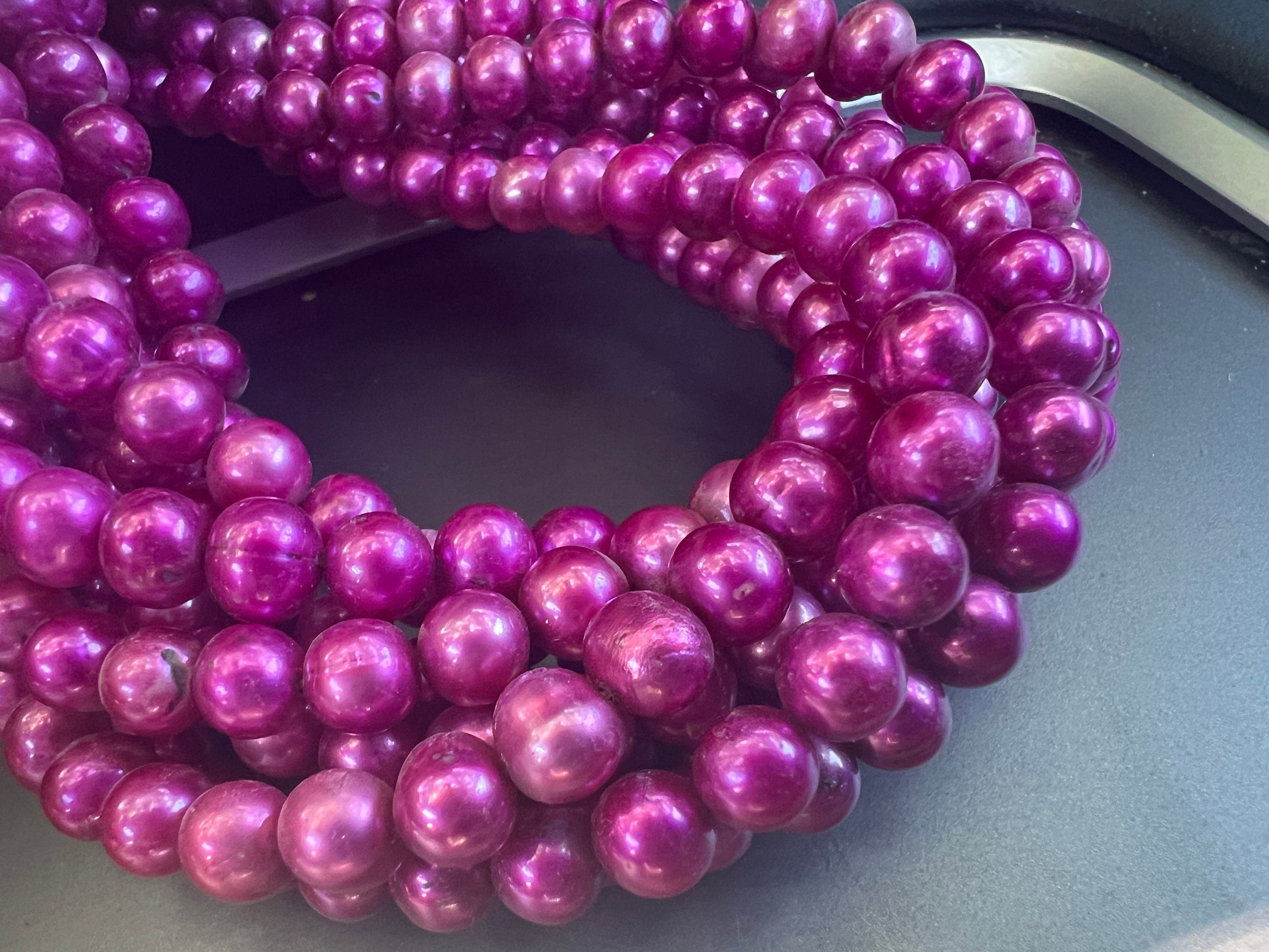 AA 7-8mm full strand 15"  Spring red violet color red fuchsia color Freshwater pearl, round potato pearl 56 pieces R7080Y003 --NEW arrival
