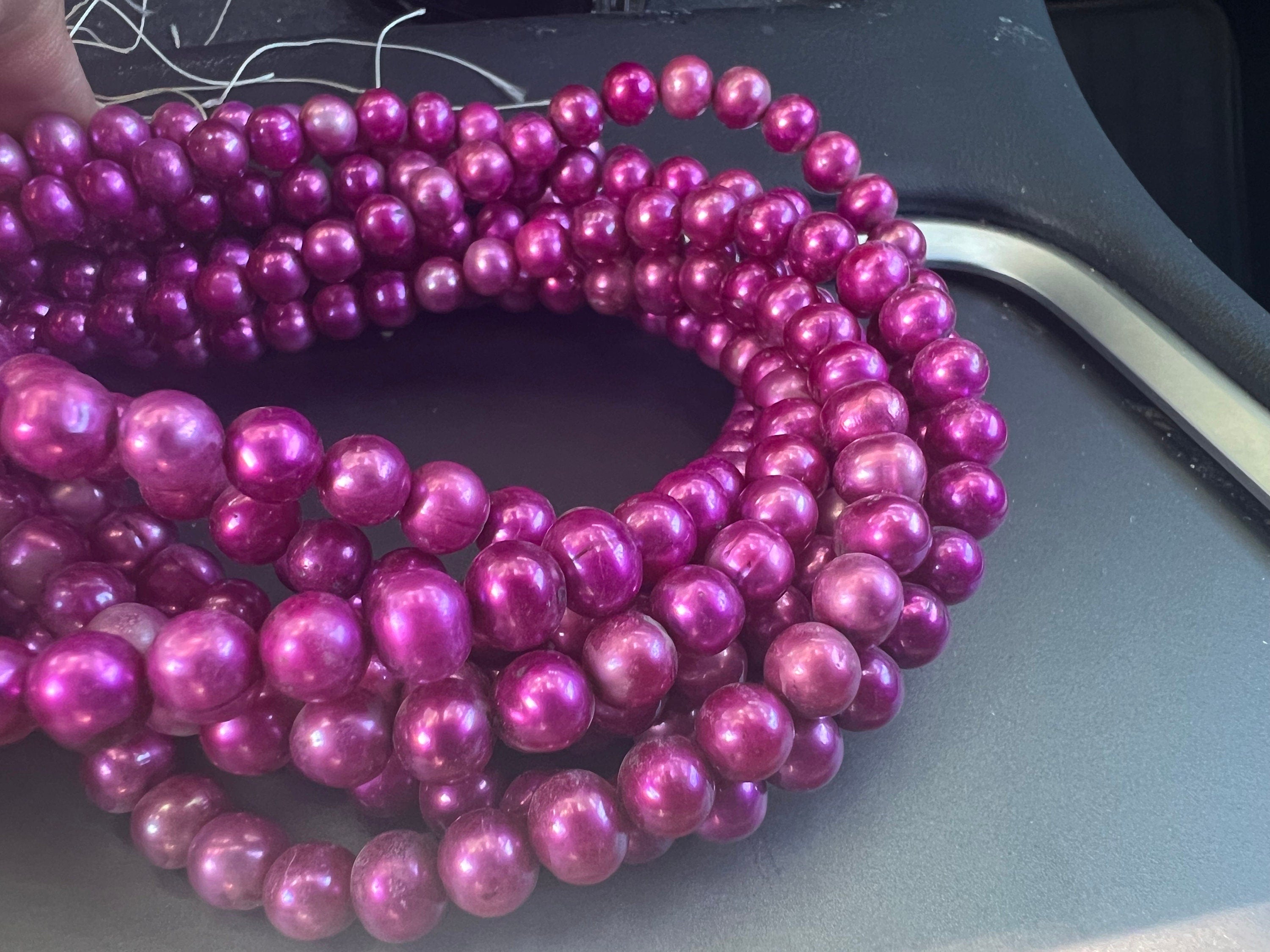 AA 7-8mm full strand 15"  Spring red violet color red fuchsia color Freshwater pearl, round potato pearl 56 pieces R7080Y003 --NEW arrival