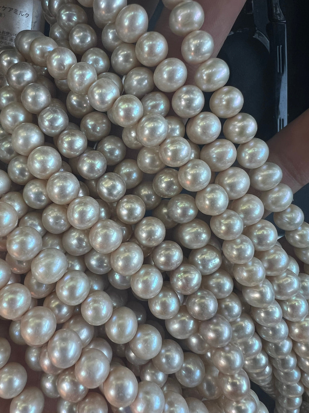 AA 7-8mm full strand 15"  light champagne color smooth silk tan color freshwater pearl, round potato pearl 56 pieces R7080Y004 --NEW arrival