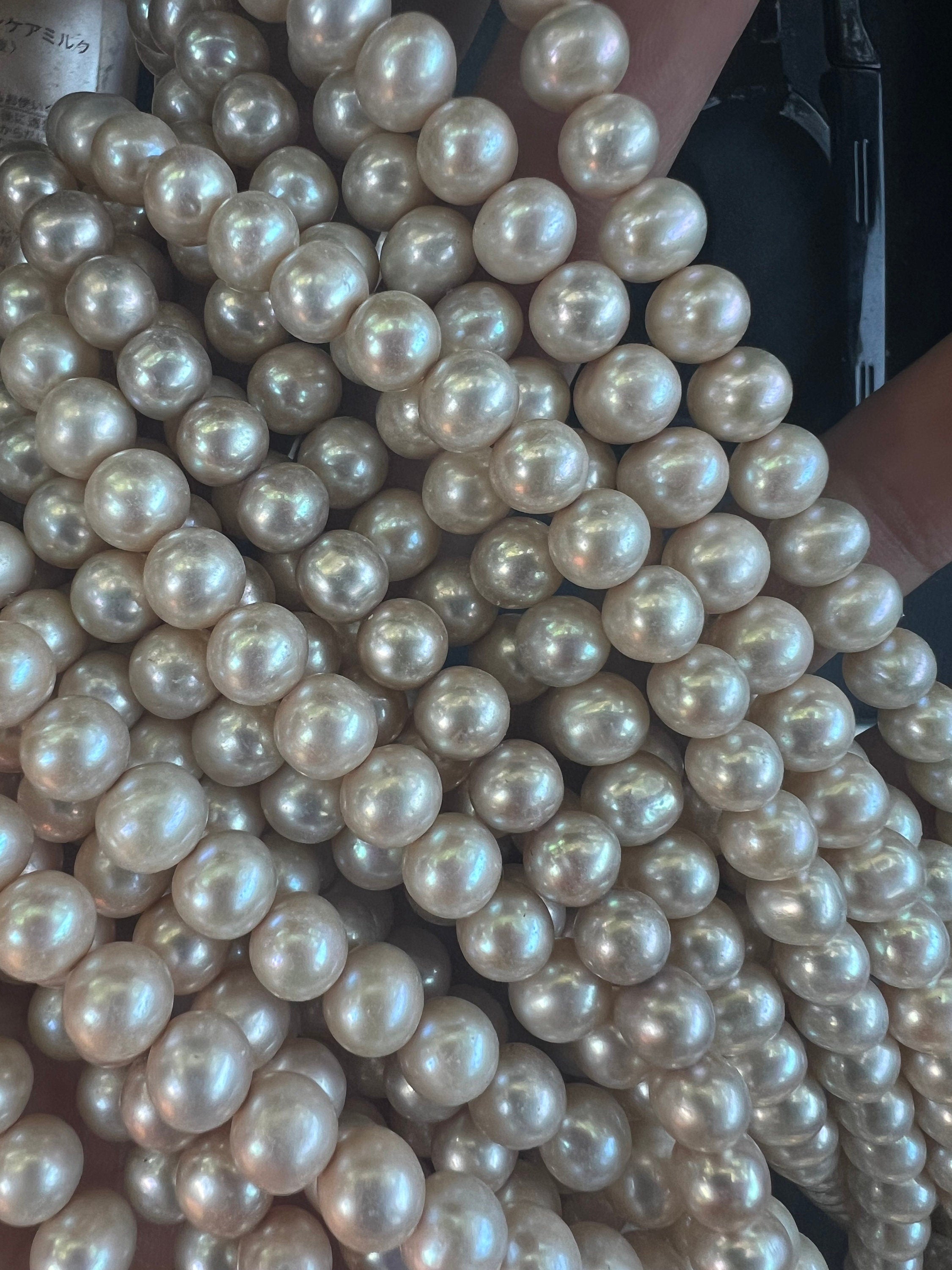 AA 7-8mm full strand 15"  light champagne color smooth silk tan color freshwater pearl, round potato pearl 56 pieces R7080Y004 --NEW arrival
