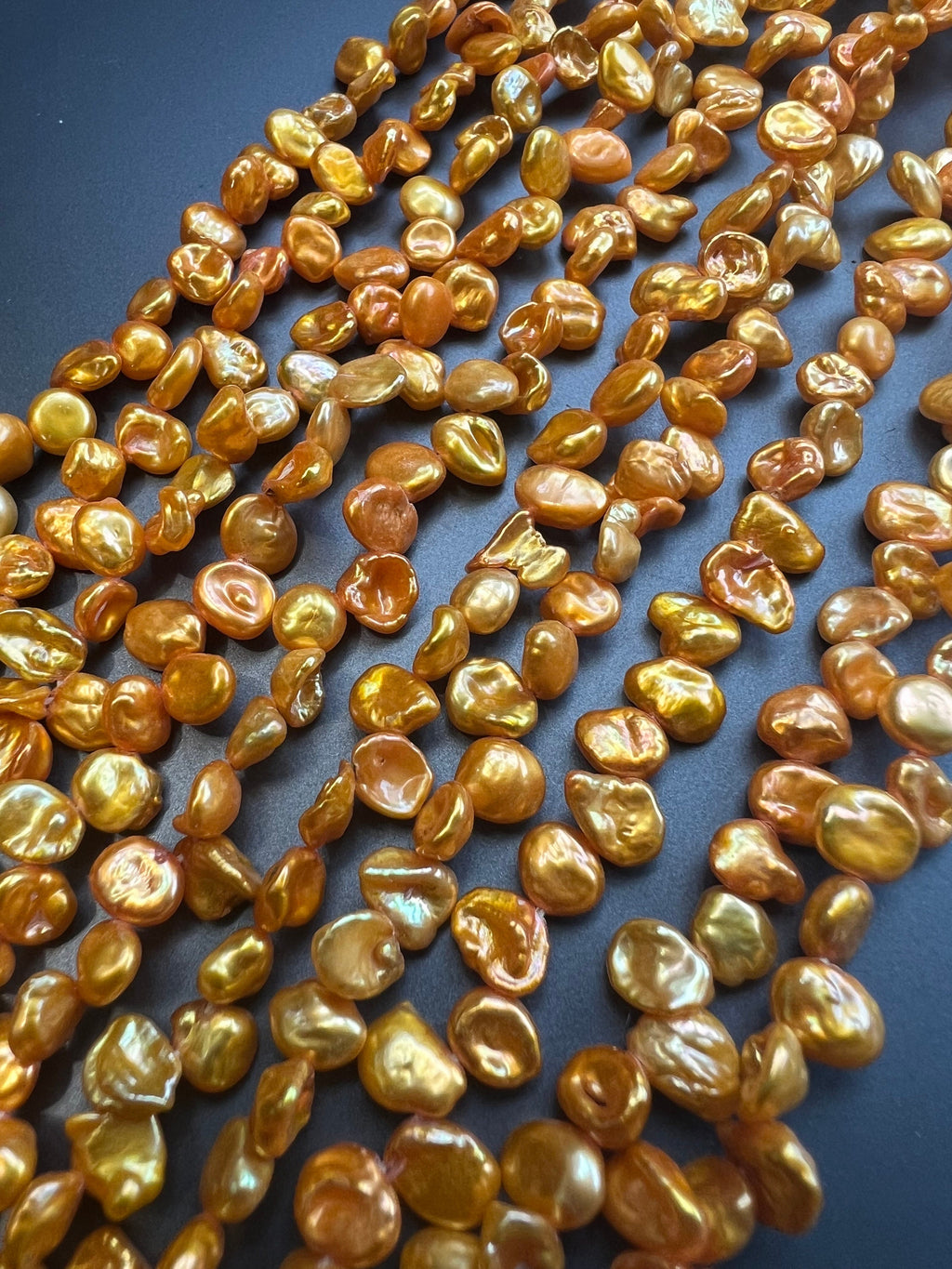 AA+ 6-8mm Briolette shinning Golden yellow Keshi Pearl, Top Drilled pearl, 15" strand 70+pc seed dainty Dancing pearl Beads, NEW K3012