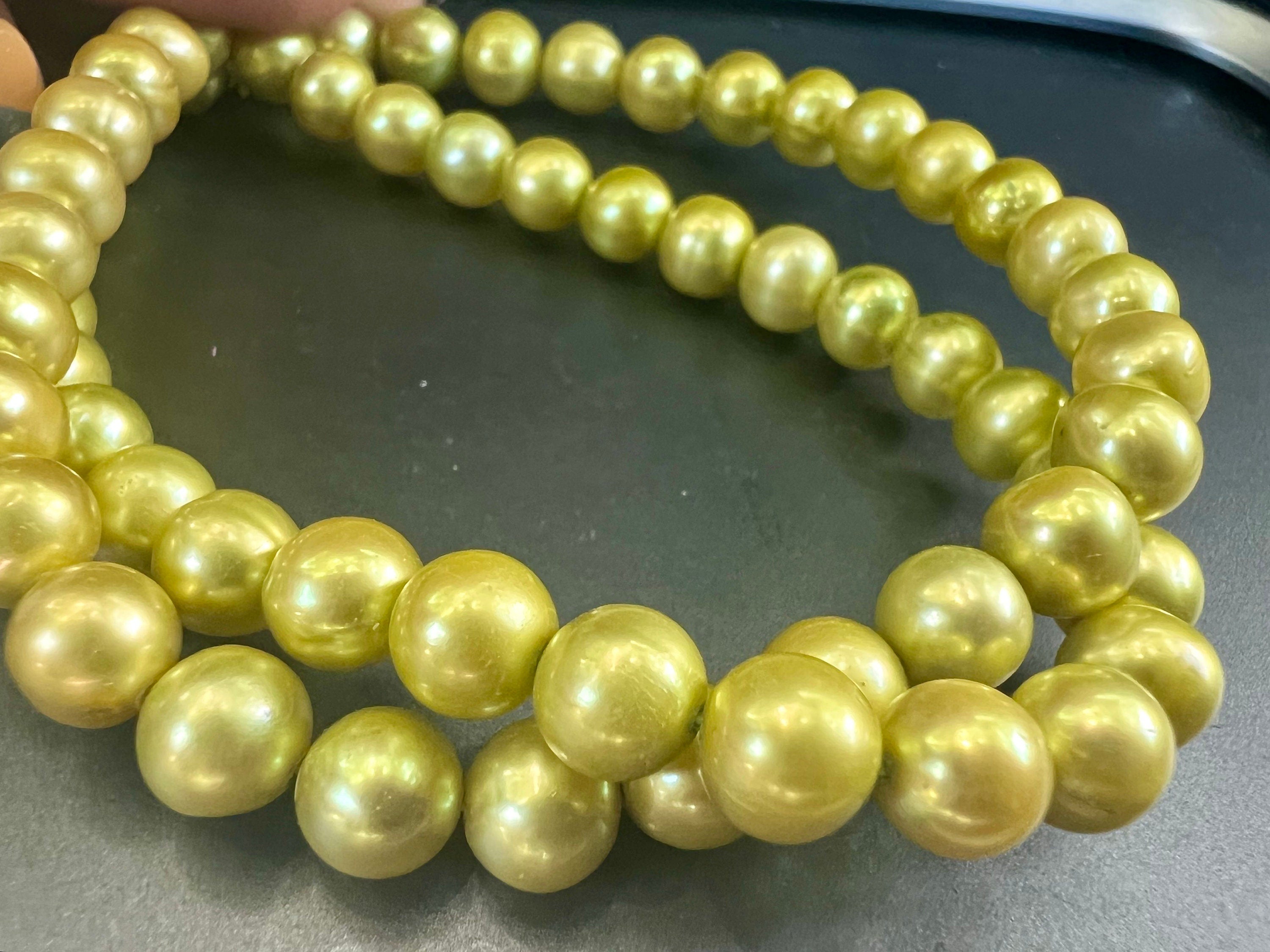 AA 7-8mm full strand 15"  Spring lemon green  Apple green color Freshwater pearl, round potato pearl 56 pieces R7080Y002 --NEW arrival