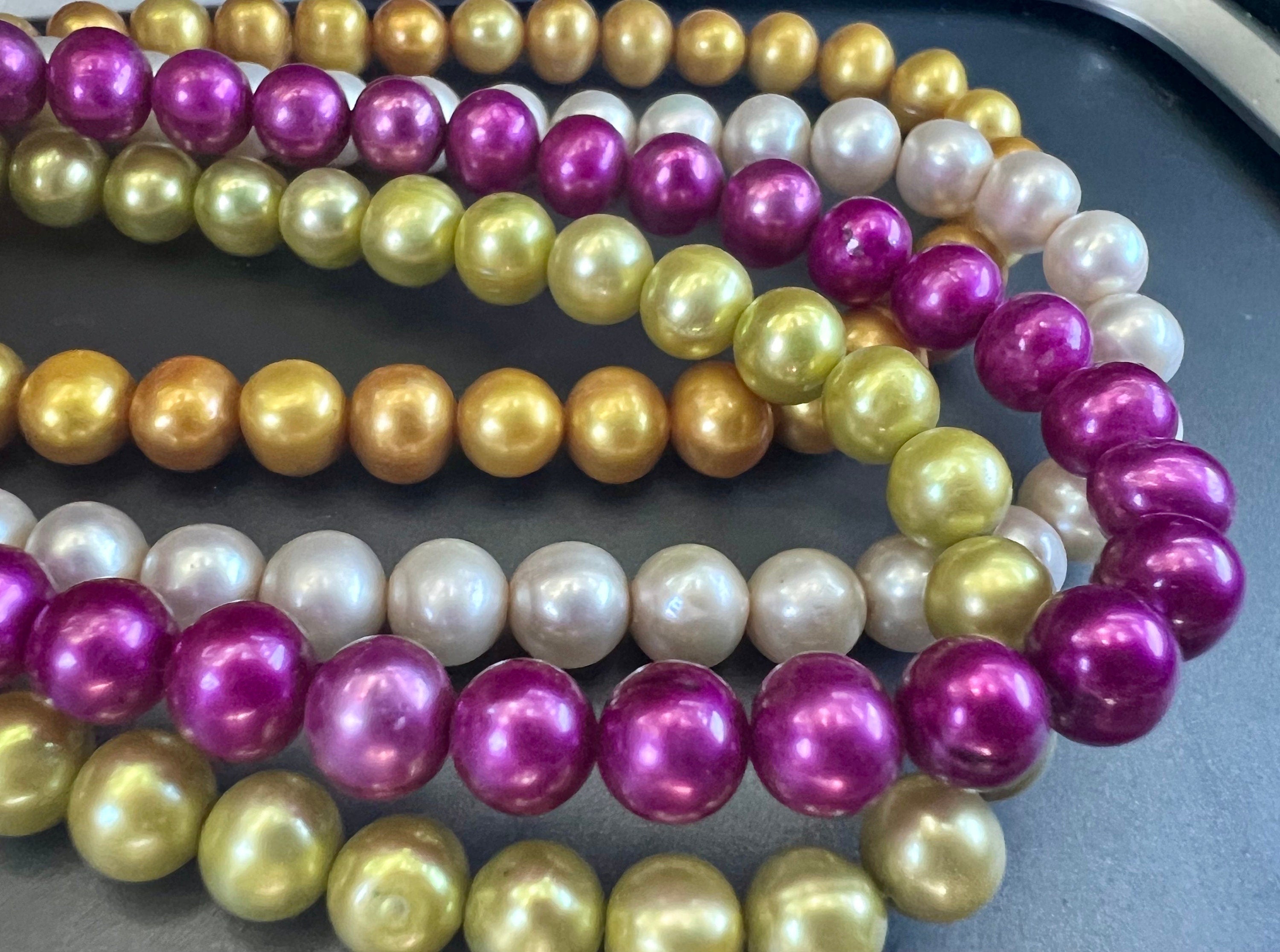 AA 7-8mm full strand 15"  Spring red violet color red fuchsia color Freshwater pearl, round potato pearl 56 pieces R7080Y003 --NEW arrival