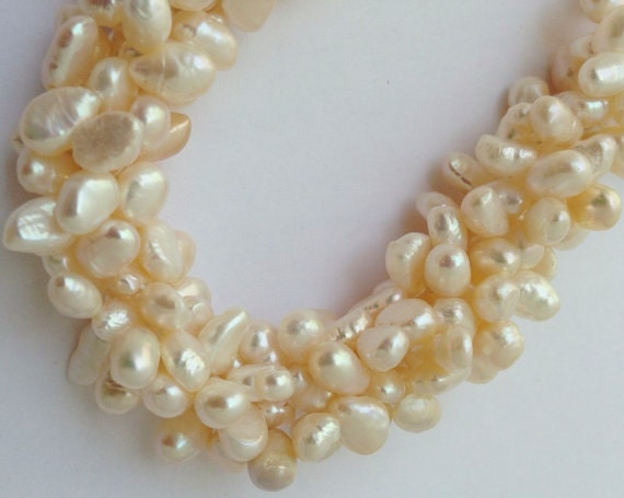 6X8mm Corn Keshi Pearl ivory white Dancing top drill briolette baroque freshwater pearl 15" full strand 75pc loose pearl beads Wholesale