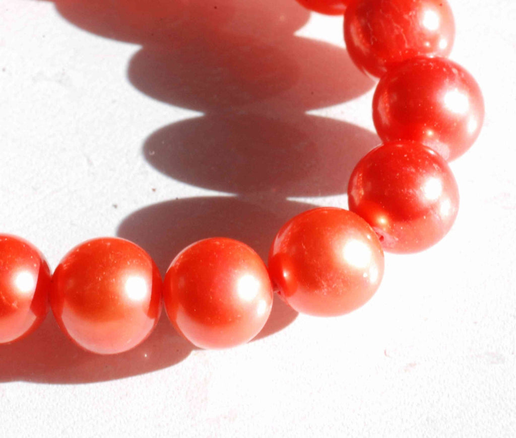7-8mm AAA round potato Freshwater Pearl, Fire Orange pearl beads for design--- half strand 25 pcs #RP1012