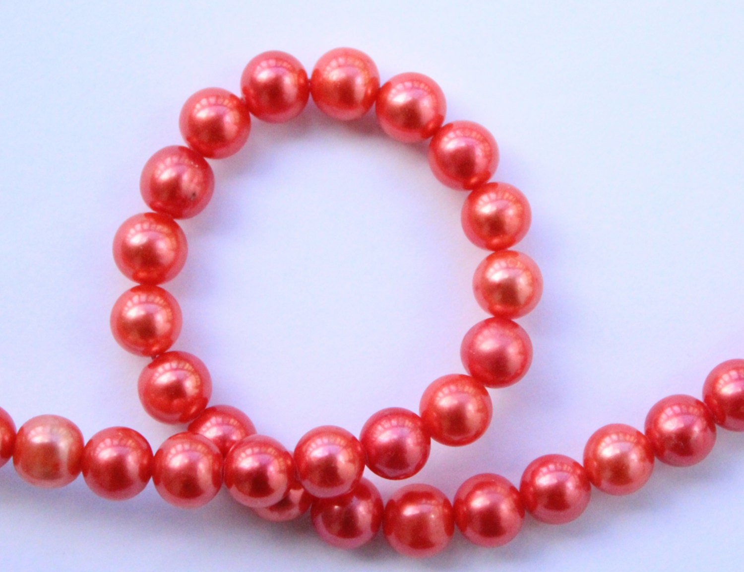 7-8mm AAA round potato Freshwater Pearl, Fire Orange pearl beads for design--- half strand 25 pcs #RP1012