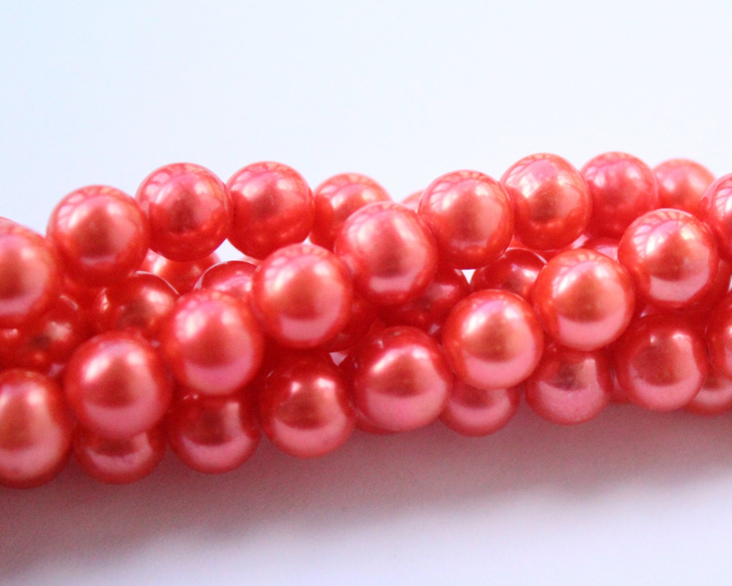 7-8mm AAA round potato Freshwater Pearl, Fire Orange pearl beads for design--- half strand 25 pcs #RP1012