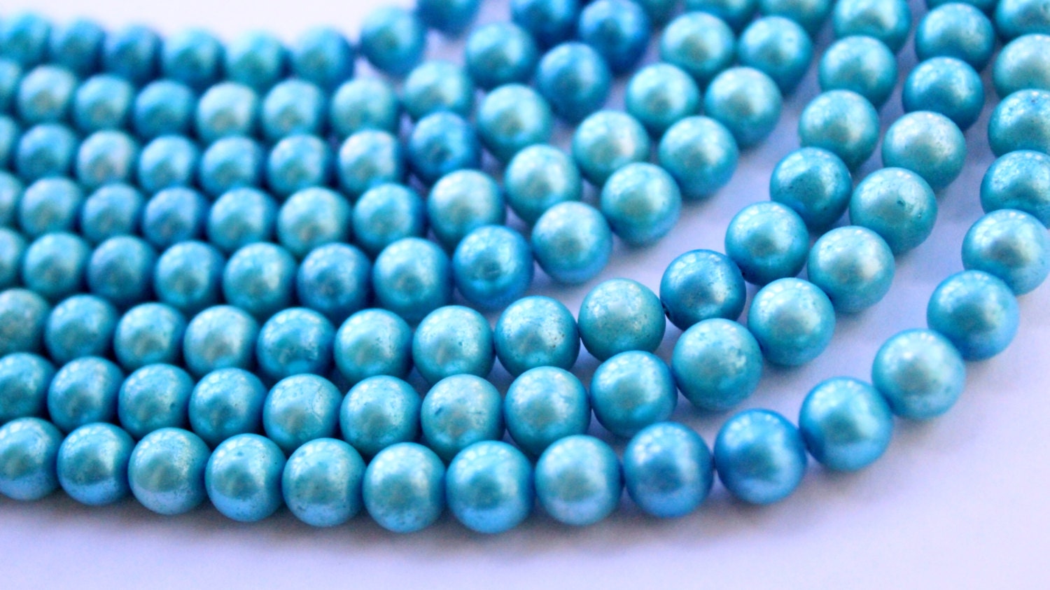 Rare 8mm AA Freshwater Pearl Round Potato Pearl Aqua blue Turquoise color genuine pearl for designer---half strand 7.5“--24 pcs #RP1011