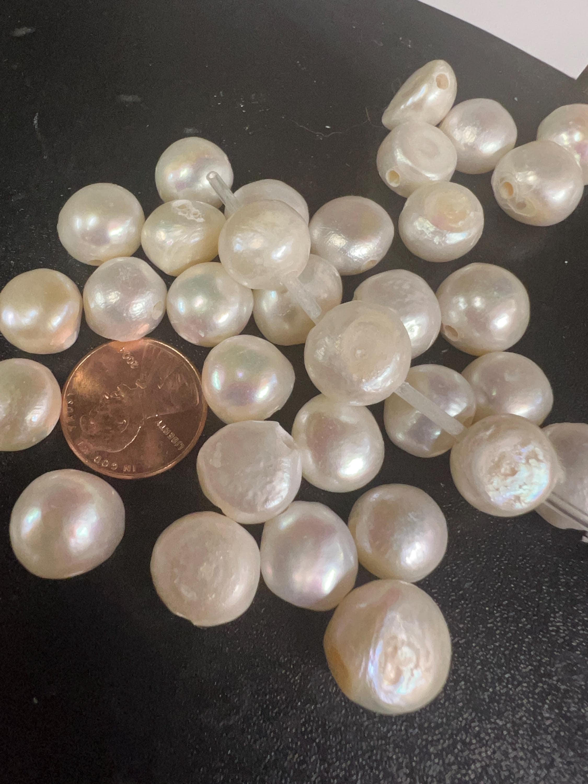 NEW promotion Large Hole Pearl Baroque 12-13mm pebble Nugget Pearl Rare Freshwater Pearl Natural white ivory 8Pc beads 2.2mm 3mm hole LH8027