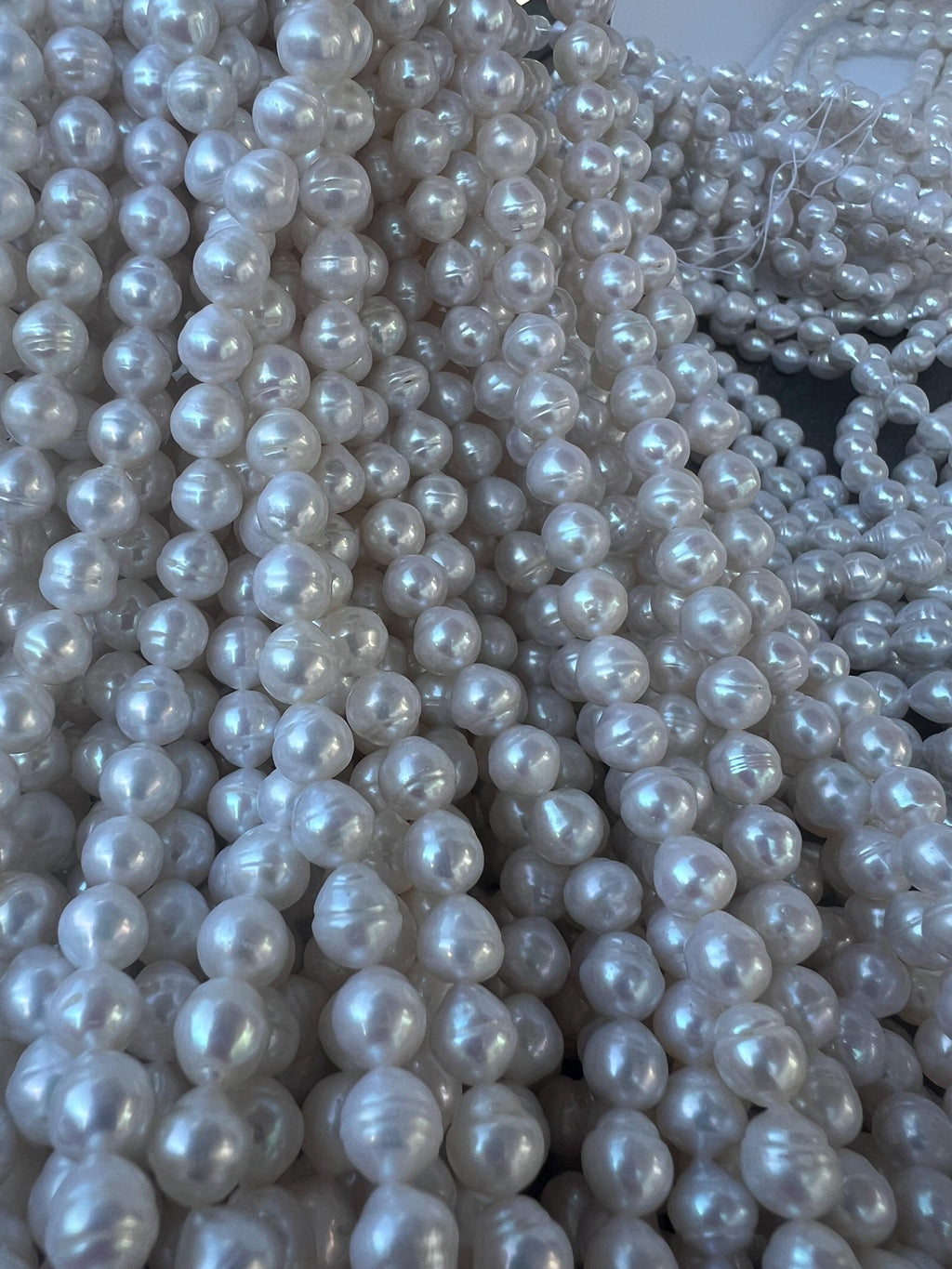 Luster 7.5-8mmX8-9mm Baroque Akoya Cultured Pearl strand, tear drop pearl, genuine cultured pearl--stunning luster salt water pearls #KS4002