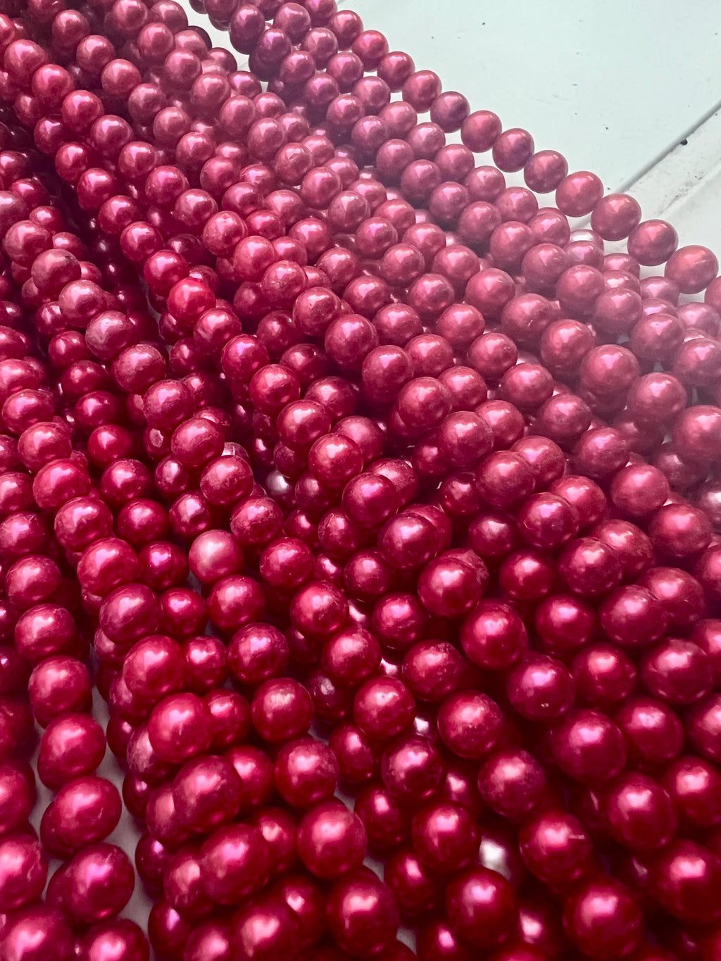 NEW AA+ 7mm Full strand stunning magenta carmine Genuine Freshwater Pearl, 15" 60+ pcs round potato Pearl beads For Designer #RS