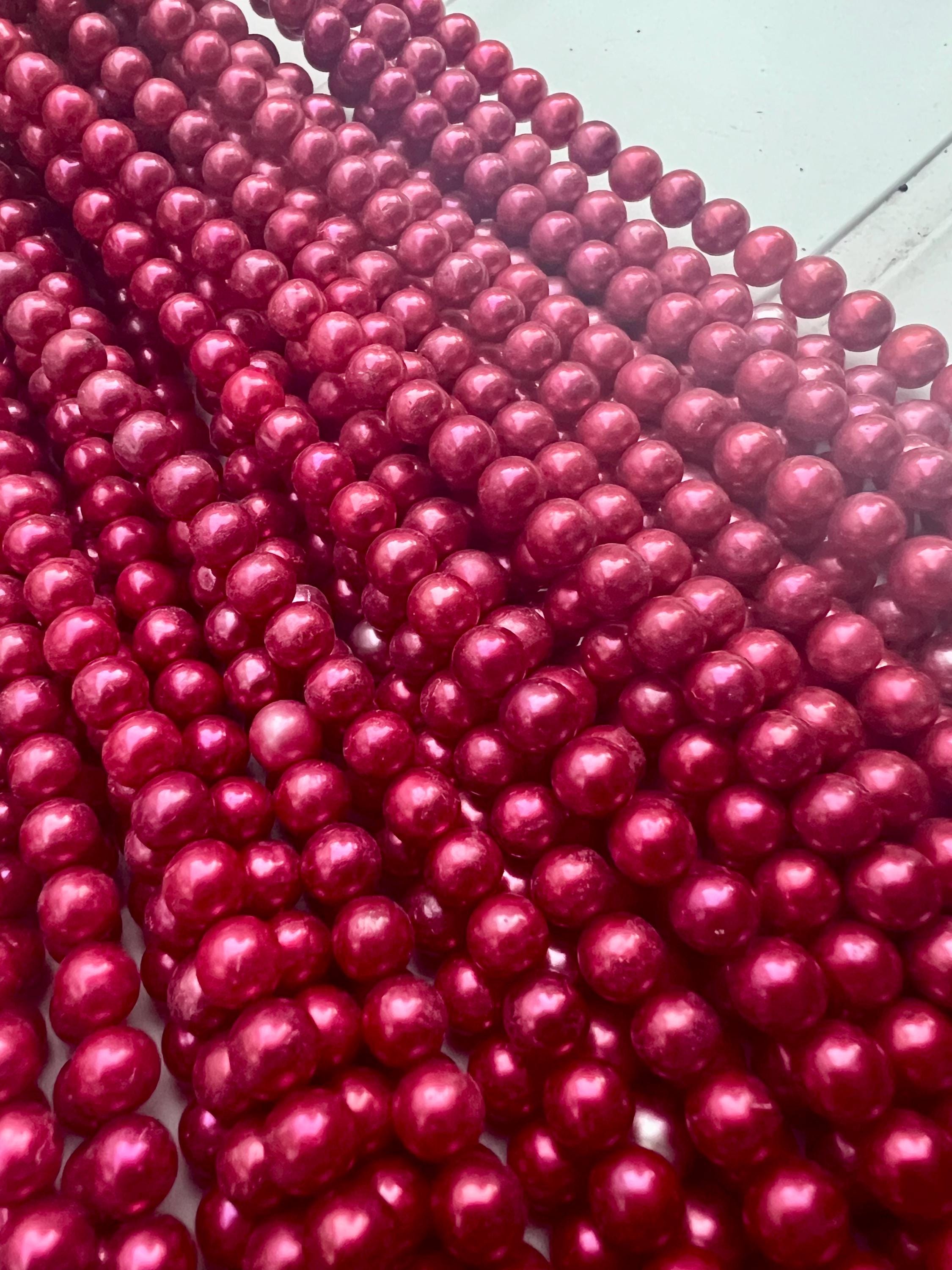 NEW AA+ 7mm Full strand stunning magenta carmine Genuine Freshwater Pearl, 15" 60+ pcs round potato Pearl beads For Designer #RS