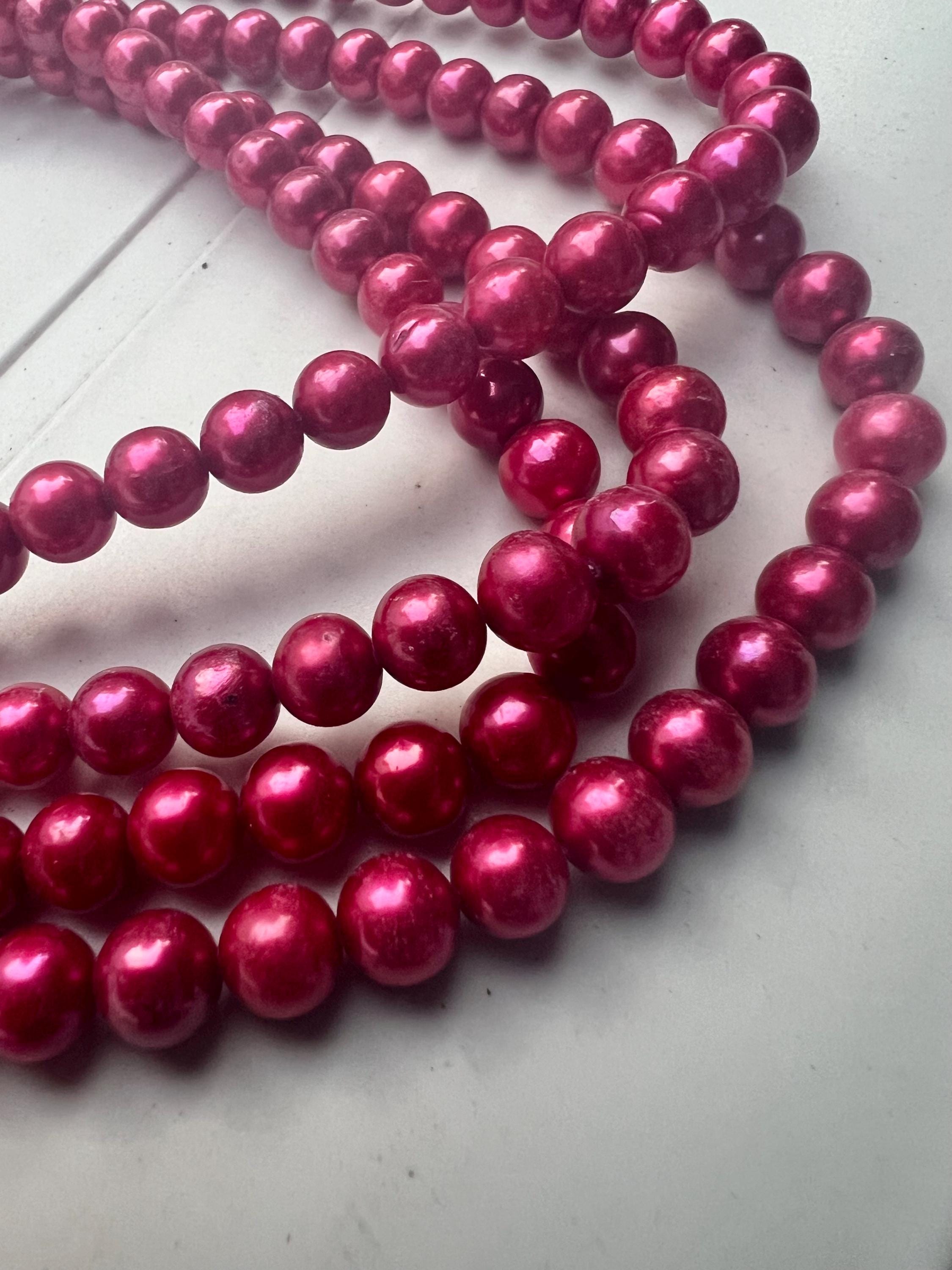 NEW AA+ 7mm Full strand stunning magenta carmine Genuine Freshwater Pearl, 15" 60+ pcs round potato Pearl beads For Designer #RS