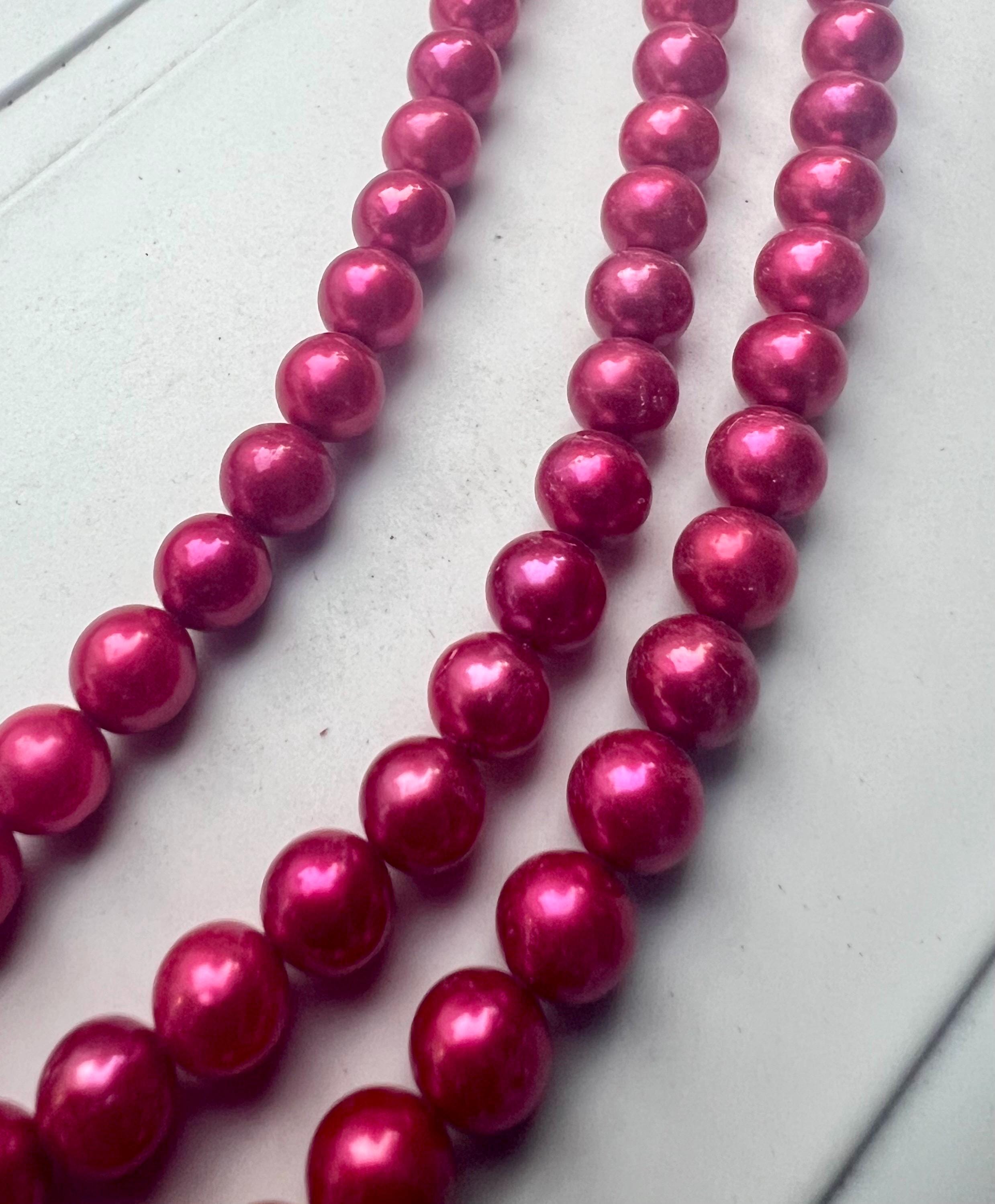 NEW AA+ 7mm Full strand stunning magenta carmine Genuine Freshwater Pearl, 15" 60+ pcs round potato Pearl beads For Designer #RS