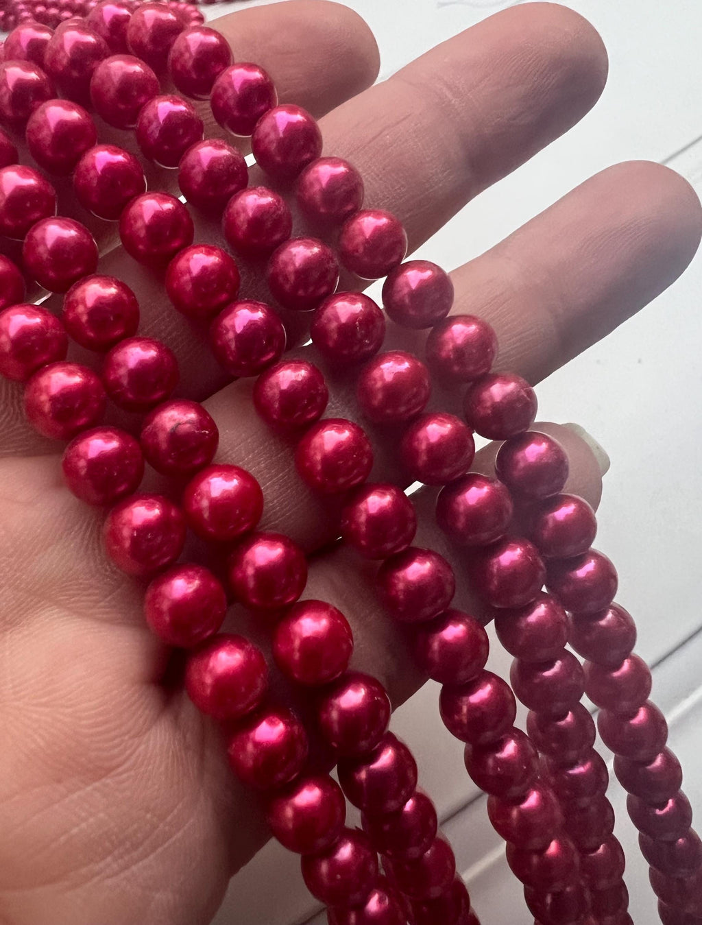 NEW AA+ 7mm Full strand stunning magenta carmine Genuine Freshwater Pearl, 15" 60+ pcs round potato Pearl beads For Designer #RS