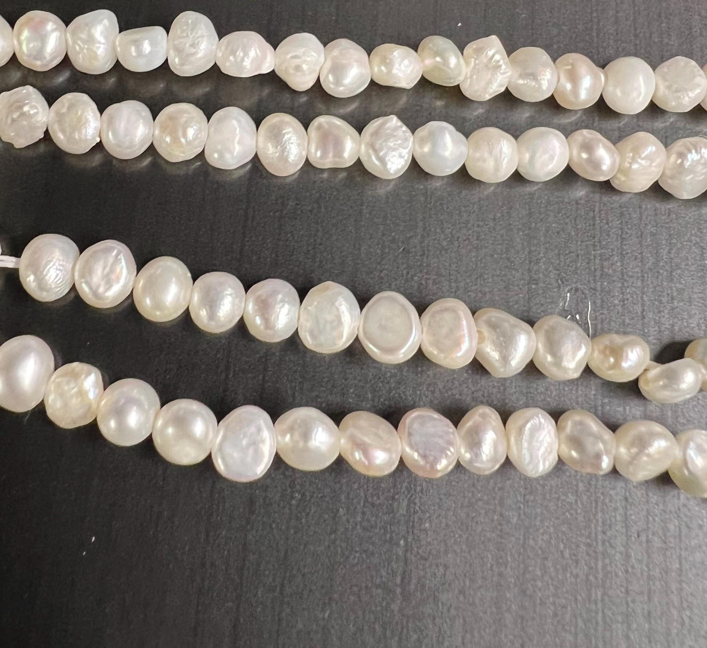 AA or AAA 4-5mmX5-5.5 small baroque nugget pearl, full strand seed pearl, ivory white color pearl 14.5“ 85+pc beads NEW
