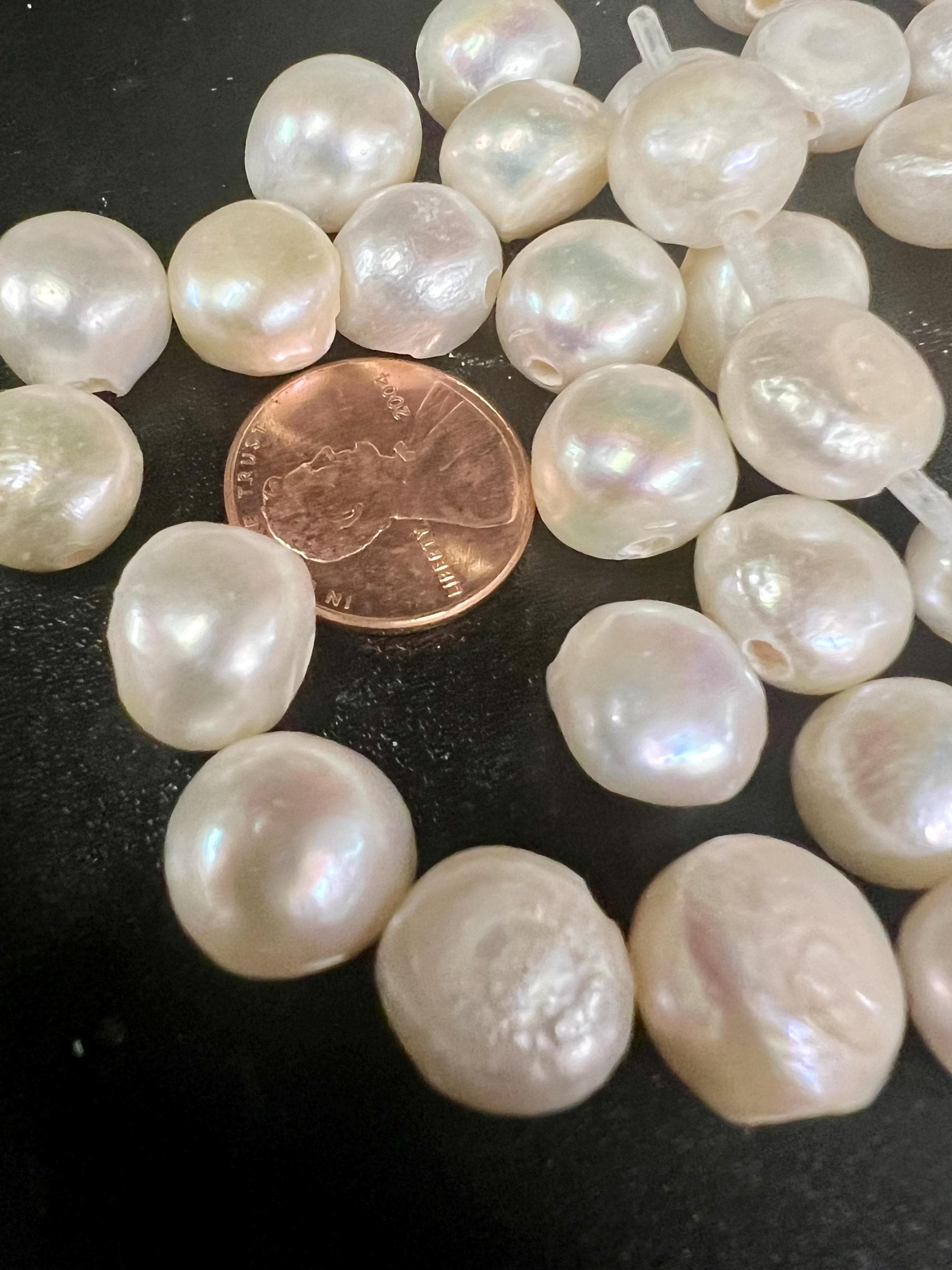 NEW promotion Large Hole Pearl Baroque 12-13mm pebble Nugget Pearl Rare Freshwater Pearl Natural white ivory 8Pc beads 2.2mm 3mm hole LH8027