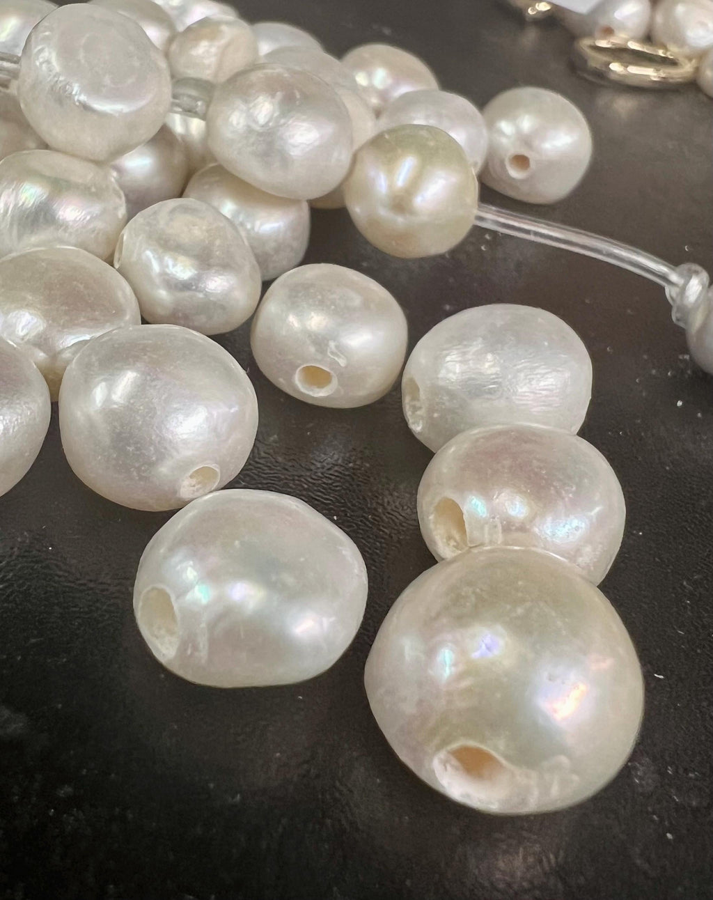 NEW promotion Large Hole Pearl Baroque 12-13mm pebble Nugget Pearl Rare Freshwater Pearl Natural white ivory 8Pc beads 2.2mm 3mm hole LH8027