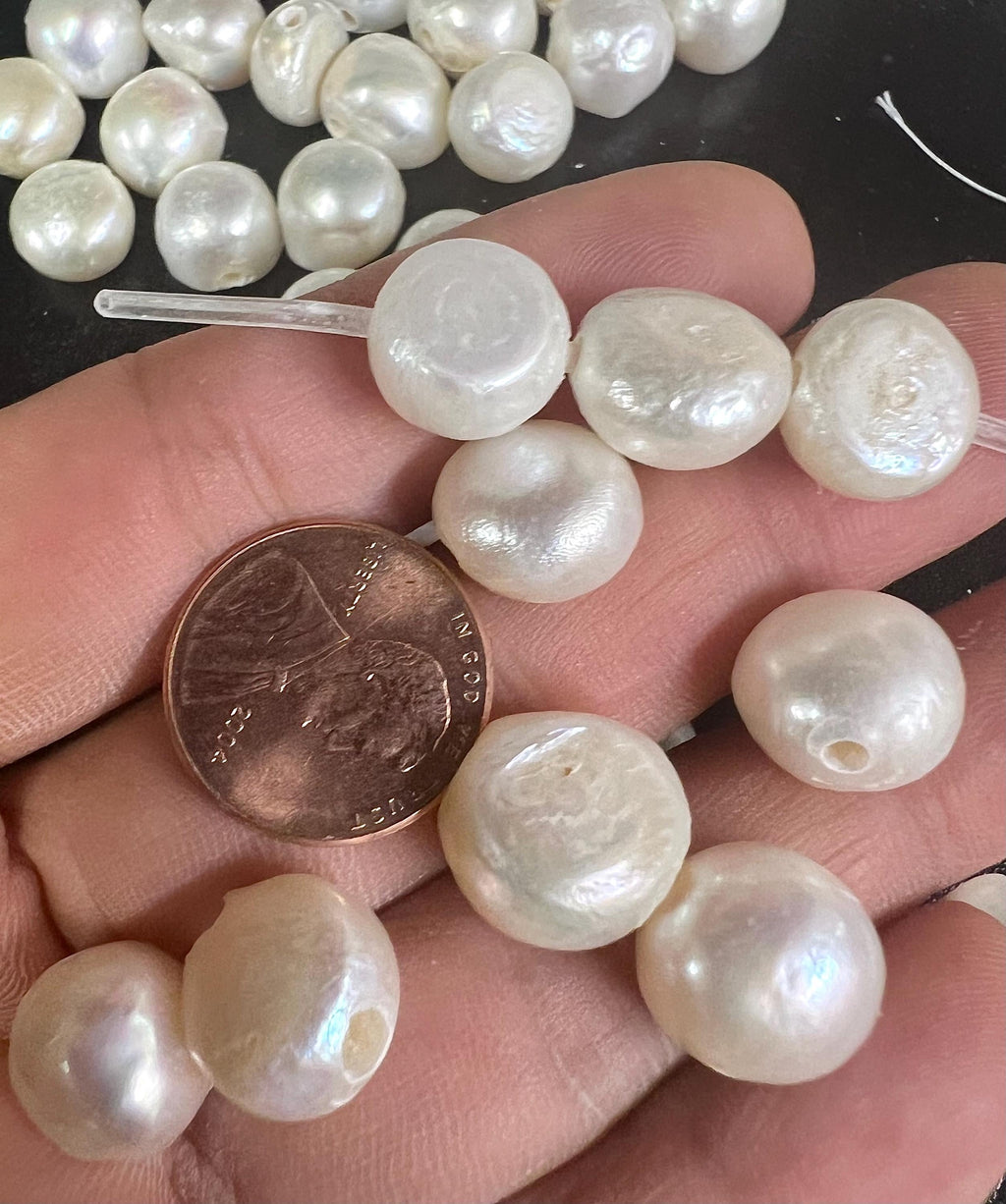 NEW promotion Large Hole Pearl Baroque 12-13mm pebble Nugget Pearl Rare Freshwater Pearl Natural white ivory 8Pc beads 2.2mm 3mm hole LH8027