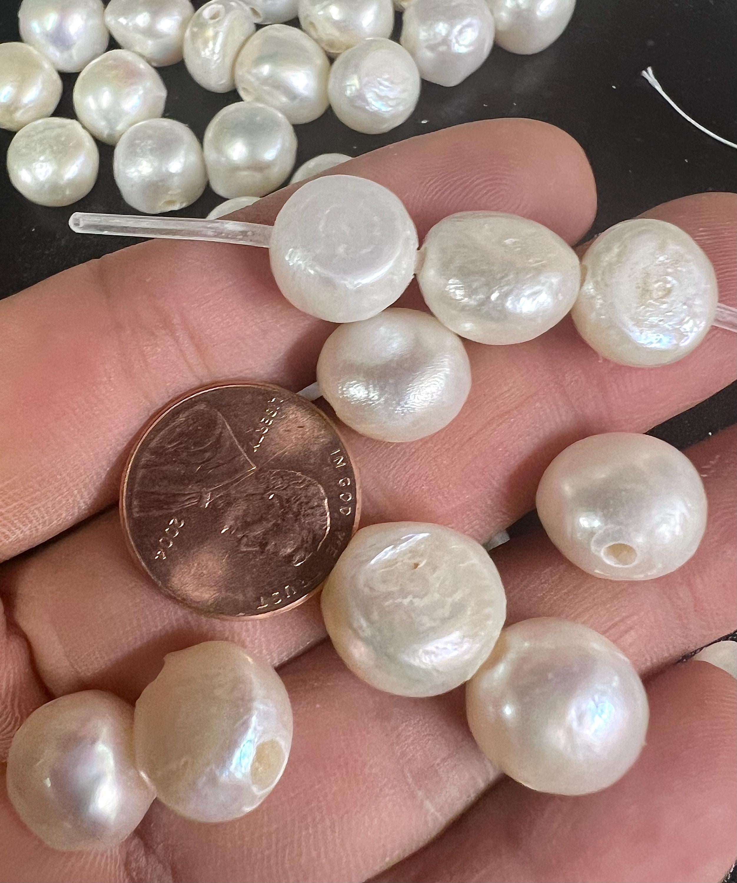 NEW promotion Large Hole Pearl Baroque 12-13mm pebble Nugget Pearl Rare Freshwater Pearl Natural white ivory 8Pc beads 2.2mm 3mm hole LH8027