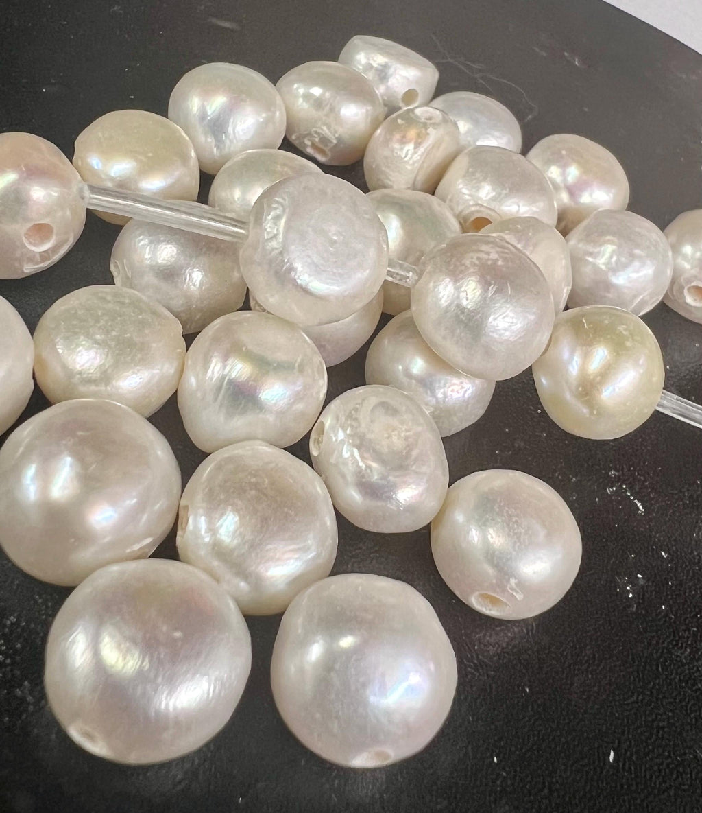 NEW promotion Large Hole Pearl Baroque 12-13mm pebble Nugget Pearl Rare Freshwater Pearl Natural white ivory 8Pc beads 2.2mm 3mm hole LH8027