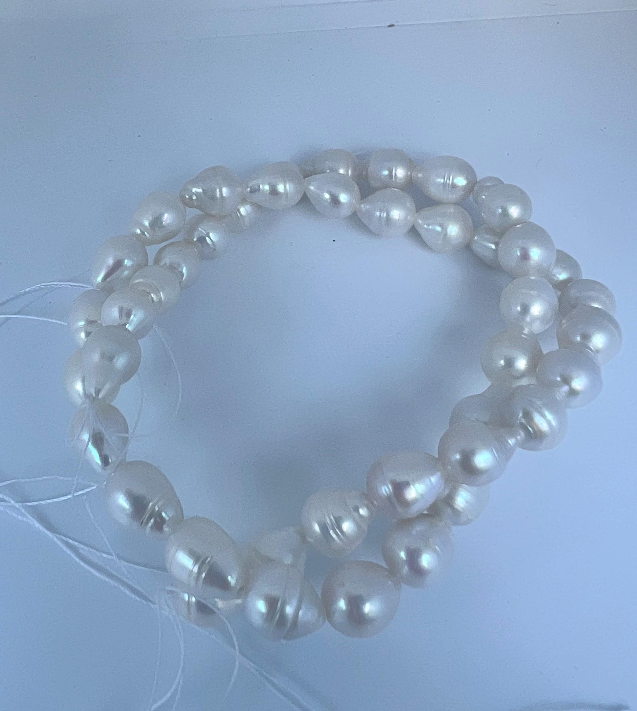 Luster 7.5-8mmX8-9mm Baroque Akoya Cultured Pearl strand, tear drop pearl, genuine cultured pearl--stunning luster salt water pearls #KS4002