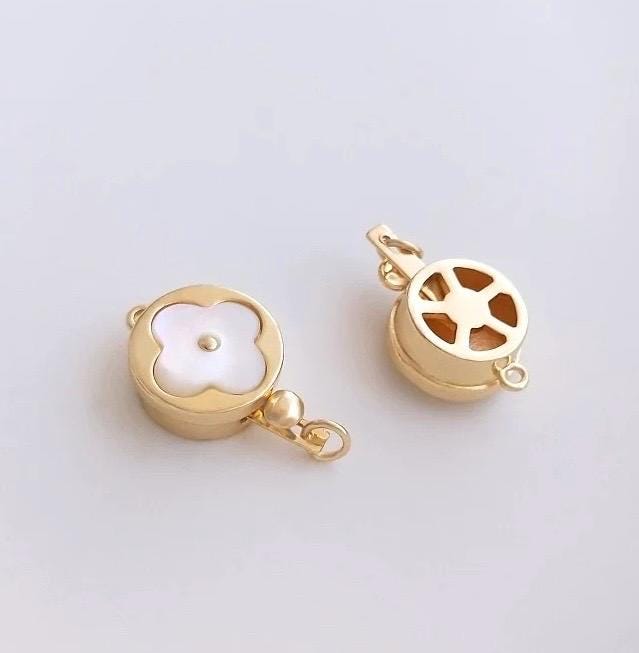 14k Gold plated pearl Clasp set, baroque pearl gold box clasp, elegant leaf clover mother of pearl connection clasp, wholesale #FDC023 NEW