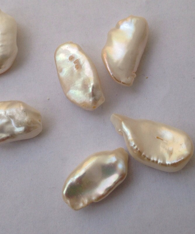 LArge Biwa Pearl Freshwater pearl Japanese  White Ivory pearl stick 13X25MM AAA    #Kc5016---New arrival Sale