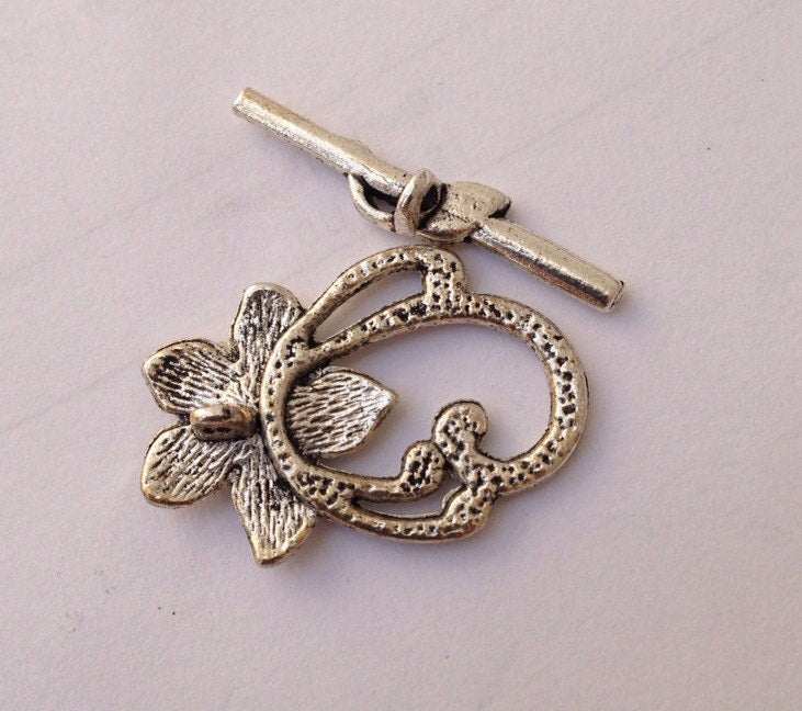 Tibet Silver Flower Clasp, 30mm beading clasp toggle,  Jewelry Findings Supplies clasp vintage silver #FDC012 SALE SALE