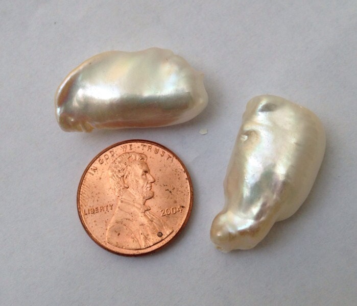 LArge Biwa Pearl Freshwater pearl Japanese  White Ivory pearl stick 13X25MM AAA    #Kc5016---New arrival Sale