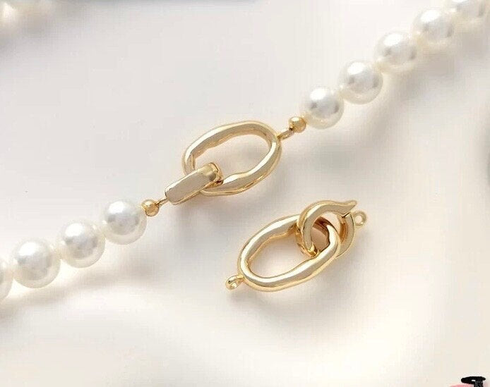 14k Gold plated pearl Clasp set, baroque pearl gold buckle clasp, flexiable beading oval connection clasp, wholesale #FDC017 NEW