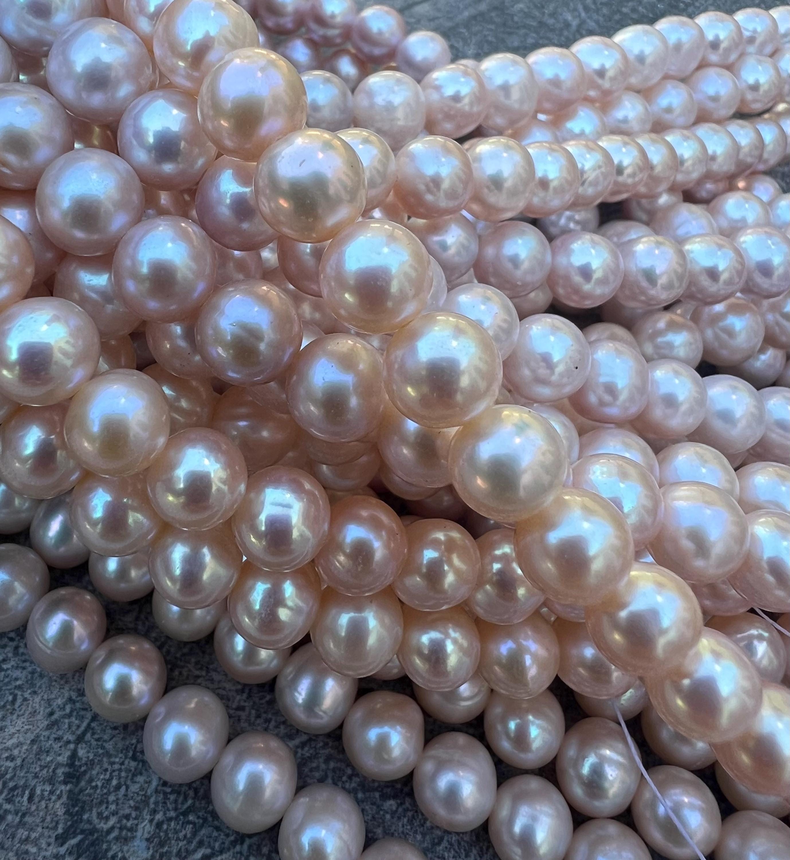 AA 8-9mm Natural color Freshwater Pearl Champagne lavender Round off  Pearl, 15" full strand loose pearl beads for DIY jewelry-- New #RS2005