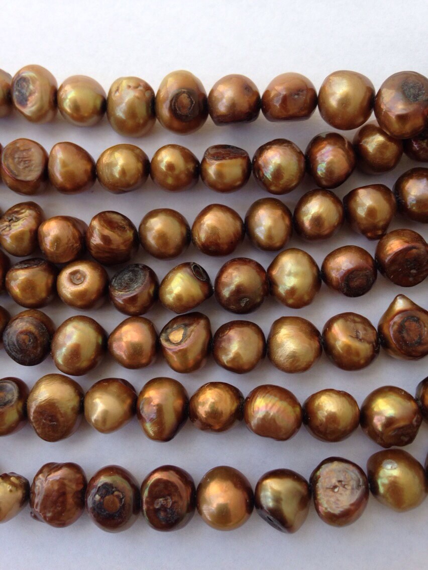 CLEARANCE SALE Corn Pearl Baroque Pearl Nugget Pearl Freshwater Pearl vintage copper brown 8-9mm----15" Full strand 50 pcs #CB6042B