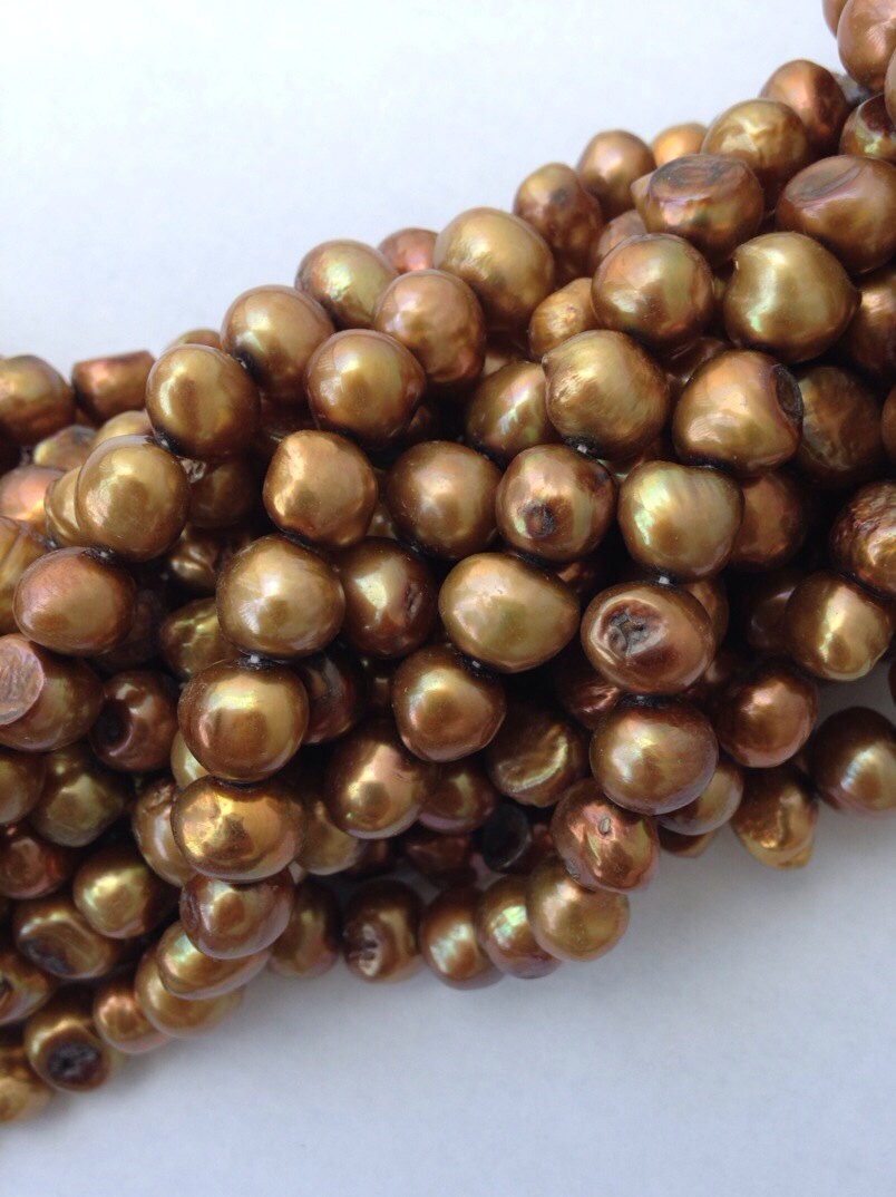 CLEARANCE SALE Corn Pearl Baroque Pearl Nugget Pearl Freshwater Pearl vintage copper brown 8-9mm----15" Full strand 50 pcs #CB6042B