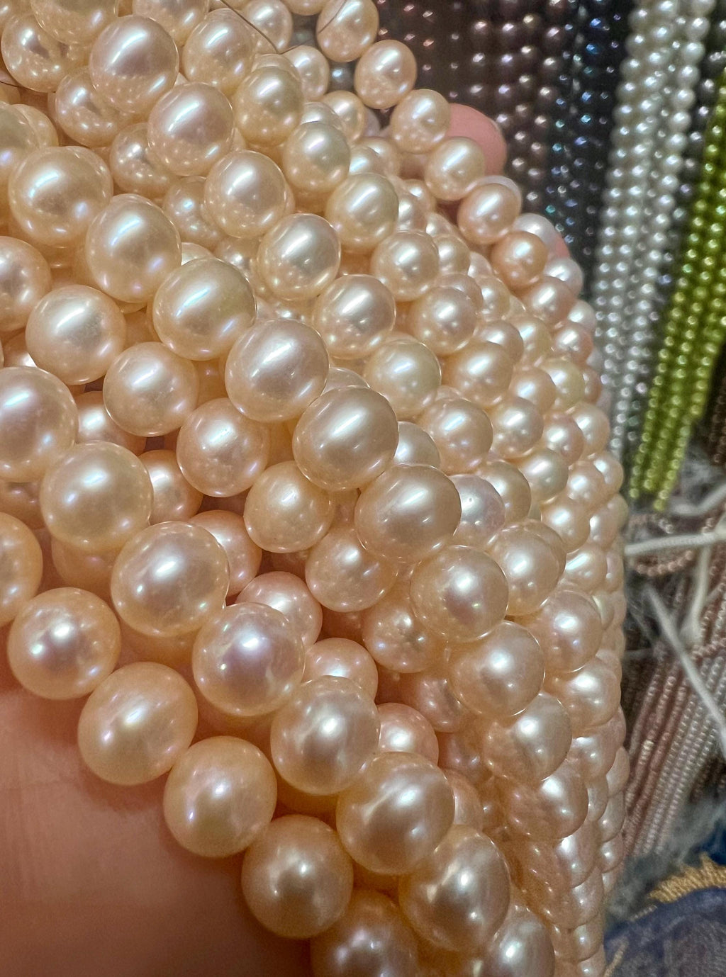 Full strand  15.5" AAA 7-7.5mm 8-9mm Freshwater pearl, perfect clean pearl Natural color silvered Pink Round off potato Pearl, deal sale