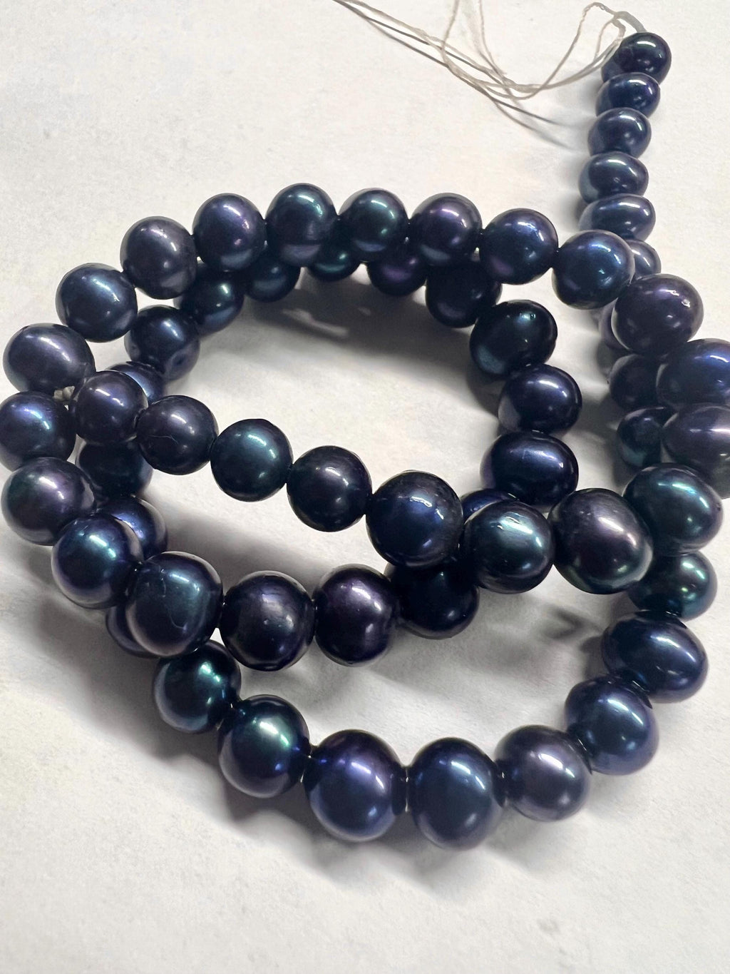 AAA 7.5-8mm peacock navy blue Freshwater Pearl Full Strand 15" 55+pc round potato pearl beads, midnight dark blue pearl wholesale #RS2029A