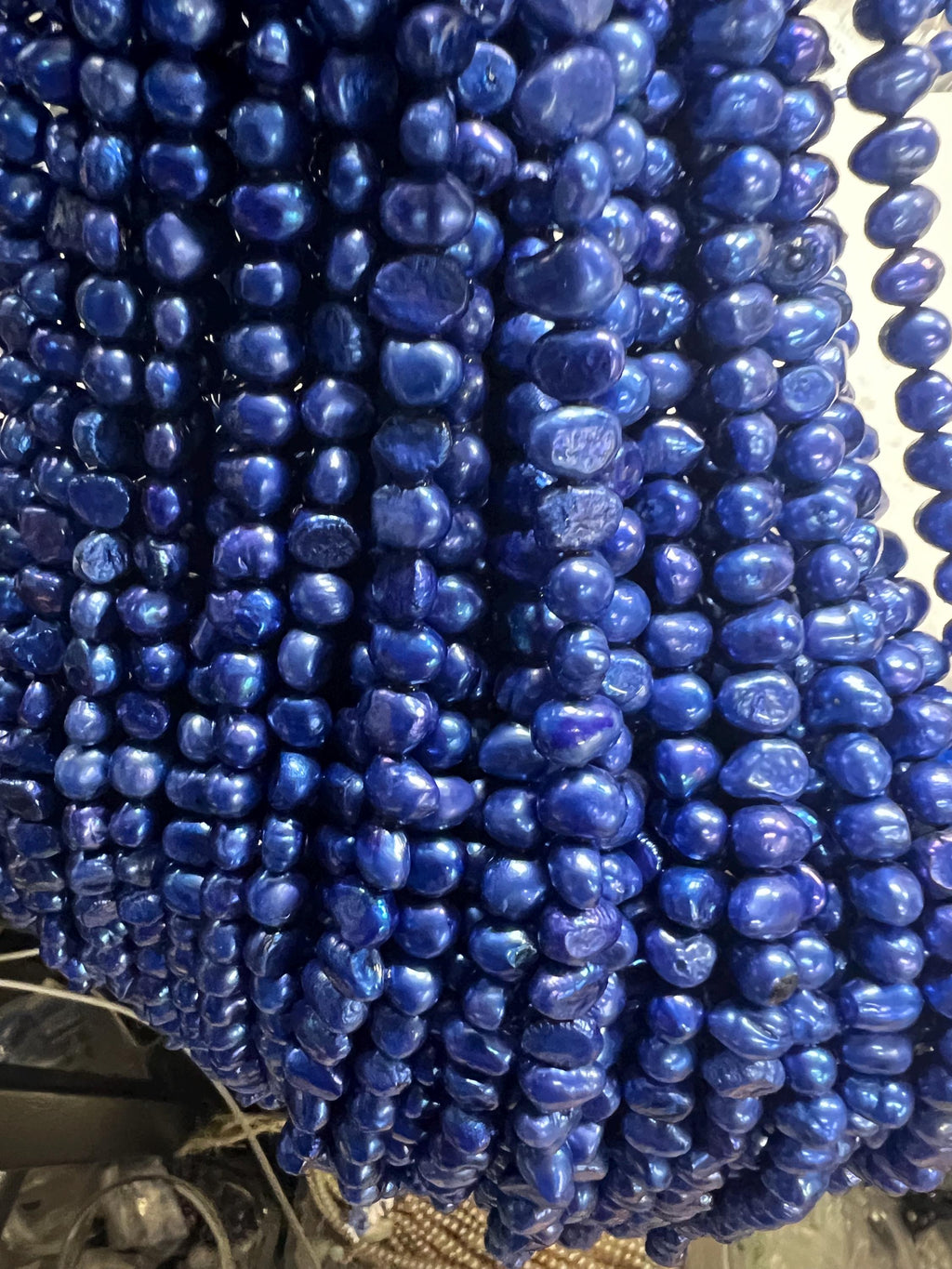 AA 8mm Corn nugget Pearl Freshwater Pearl bright blue baroque pearl pebble well smooth beads 15" full strand  50+ pc loose pearl #CB6070 New