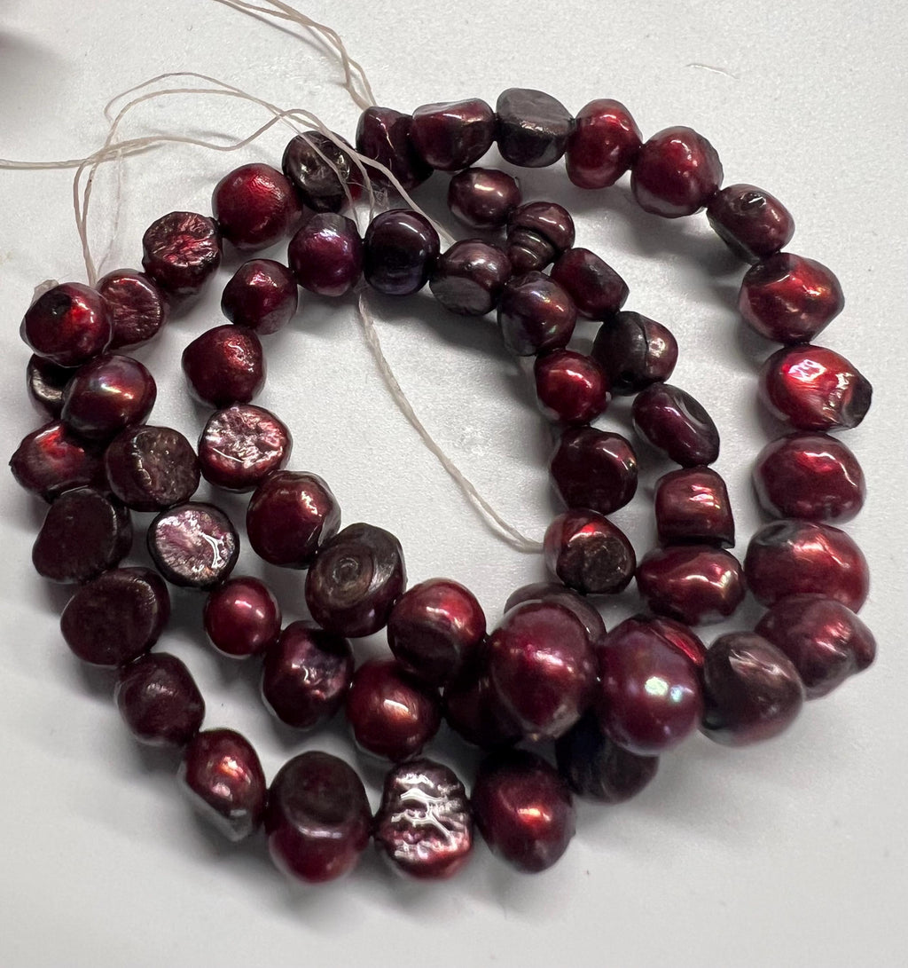 CLEARANCE SALE 8mm Corn Baroque Pearl Nugget Pearl Freshwater Pearl stunning burgundy red beads 15" full strand 55+ pcs DIY #CB6071 New