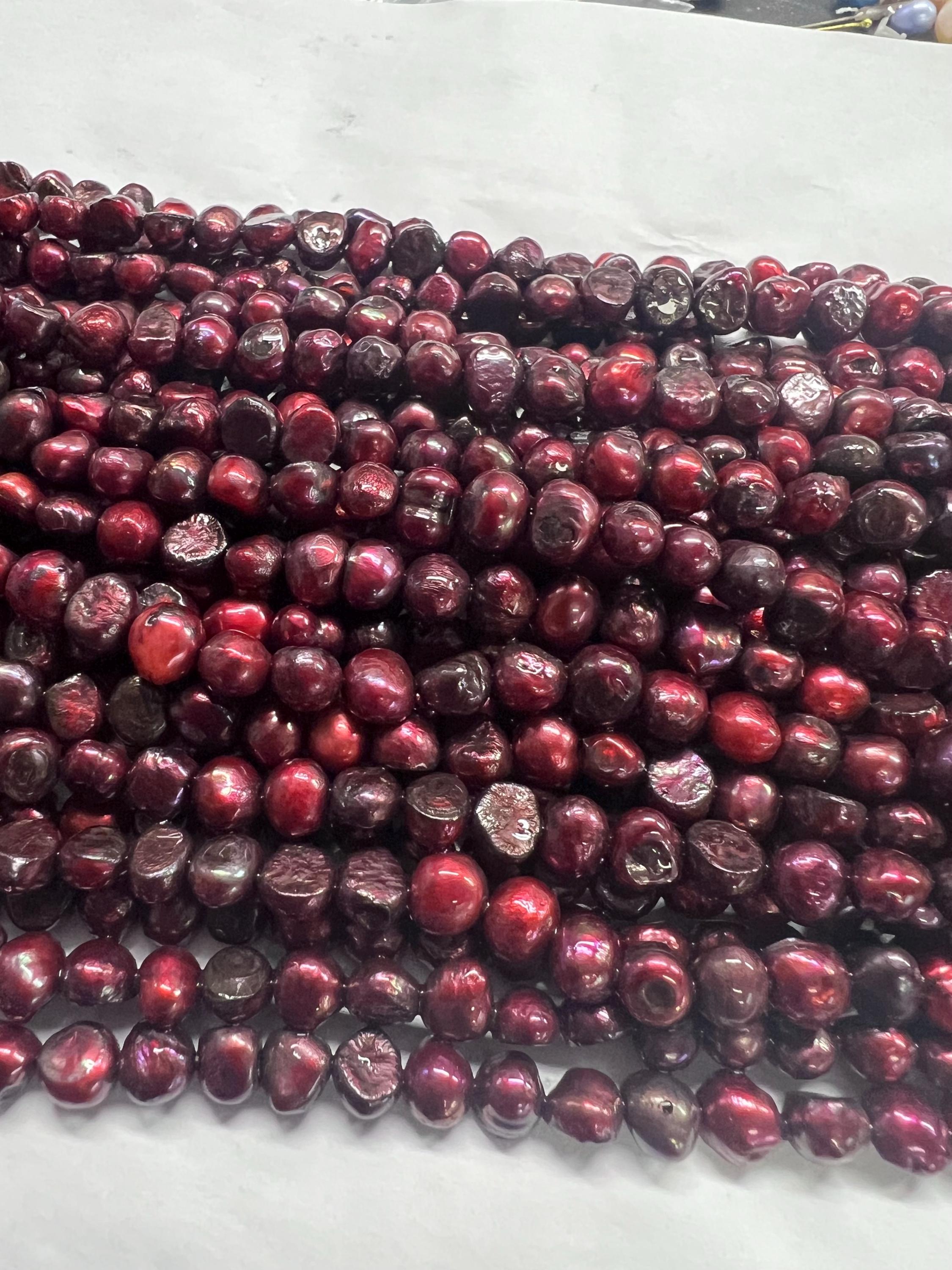 CLEARANCE SALE 8mm Corn Baroque Pearl Nugget Pearl Freshwater Pearl stunning burgundy red beads 15" full strand 55+ pcs DIY #CB6071 New