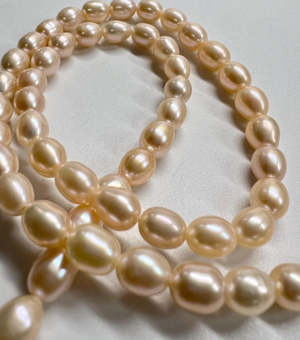 AAA 5-6mmX7-8mm oval Rice Pearl Freshwater Pearl natural champagne lavender pink loose pearl beads, 15" full strand 50+pc DIY wholesale NEW