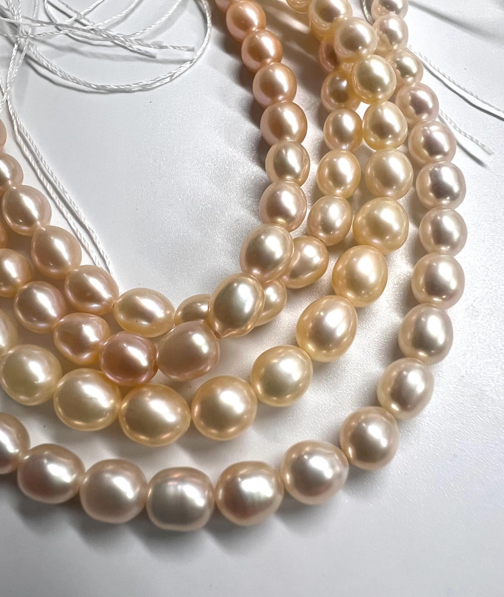 AAA 5-6mmX7-8mm oval Rice Pearl Freshwater Pearl natural champagne lavender pink loose pearl beads, 15" full strand 50+pc DIY wholesale NEW