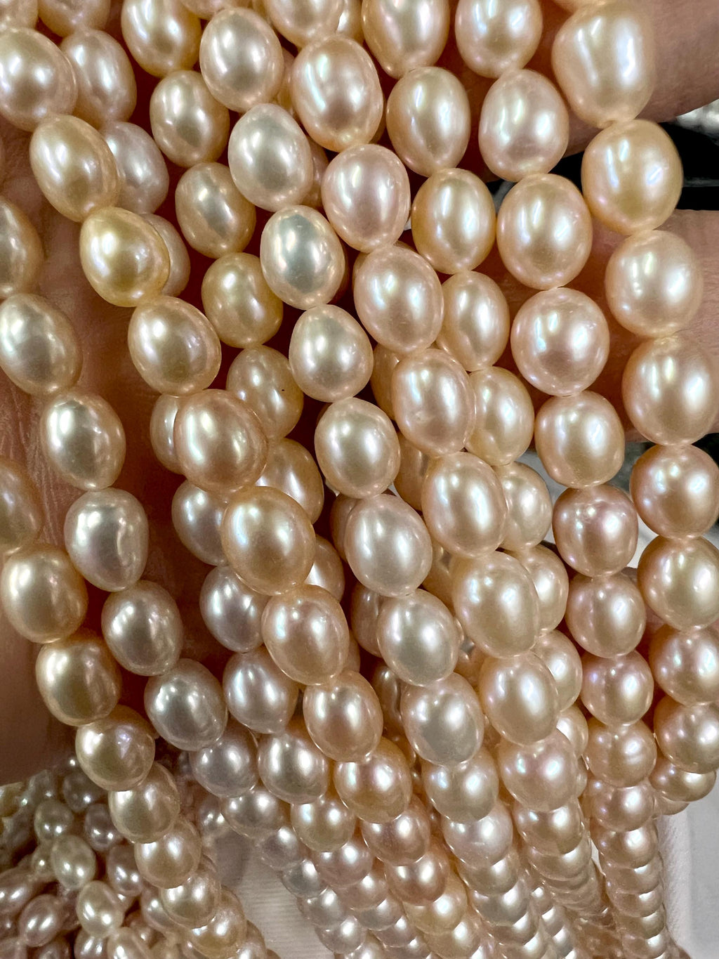 AAA 5-6mmX7-8mm oval Rice Pearl Freshwater Pearl natural champagne lavender pink loose pearl beads, 15" full strand 50+pc DIY wholesale NEW