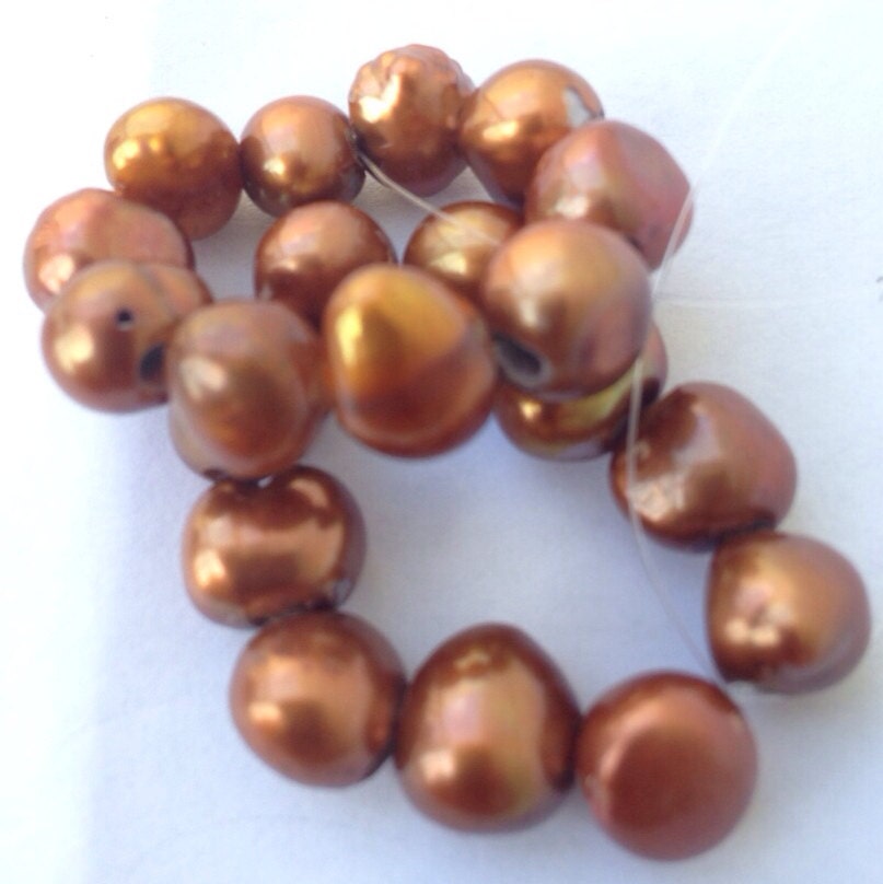 Large Hole freshwater pearl 2.5mm hole--10 pc stunning brown 8-10mm baroque nugget Pearl #LH8024