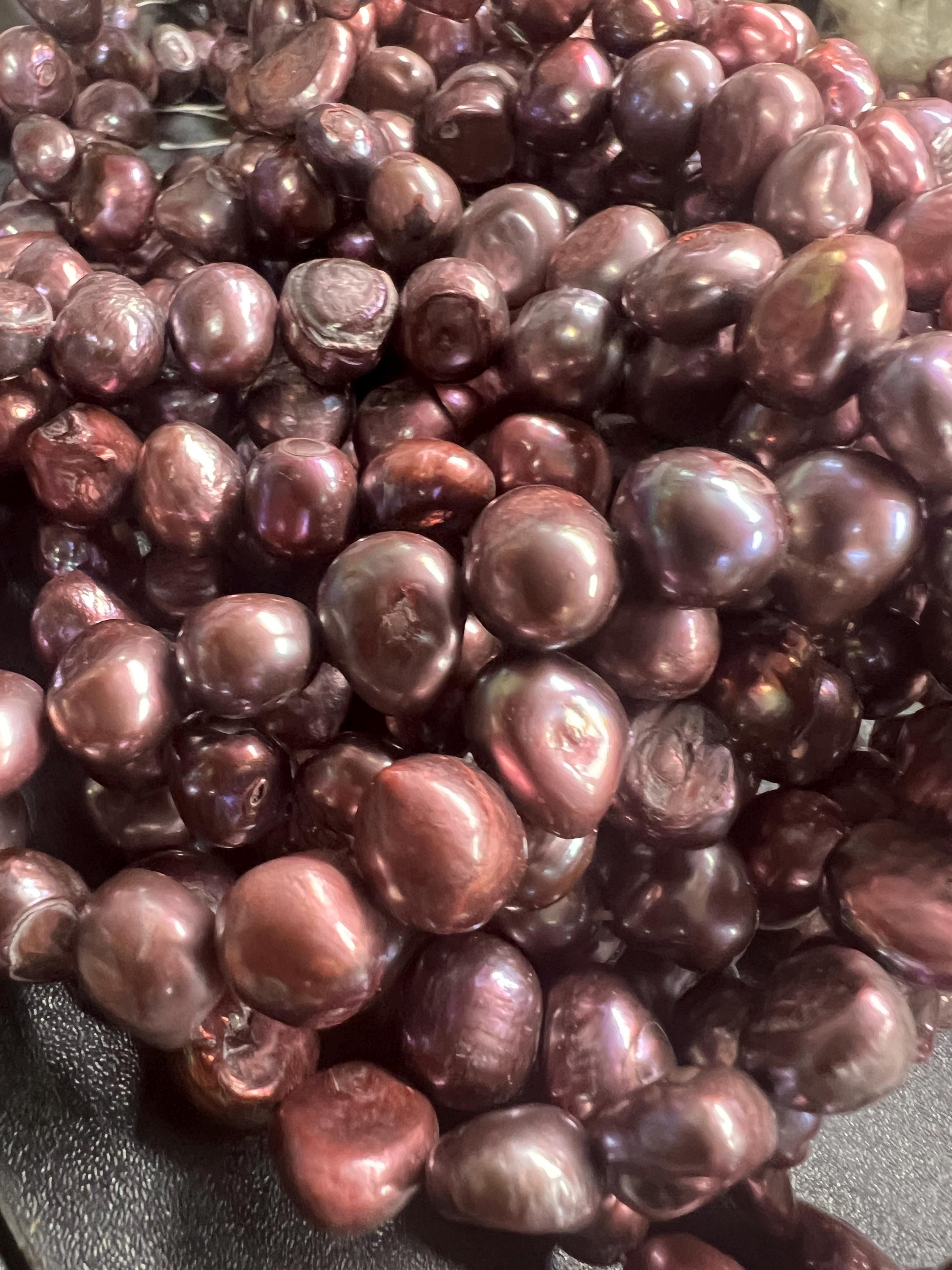 Large 11-12mm Baroque Nugget Freshwater Pearl Vintage mulberry red purple Wine color pearl, 16" Full strand Large 38+ pebble beads #BA4003