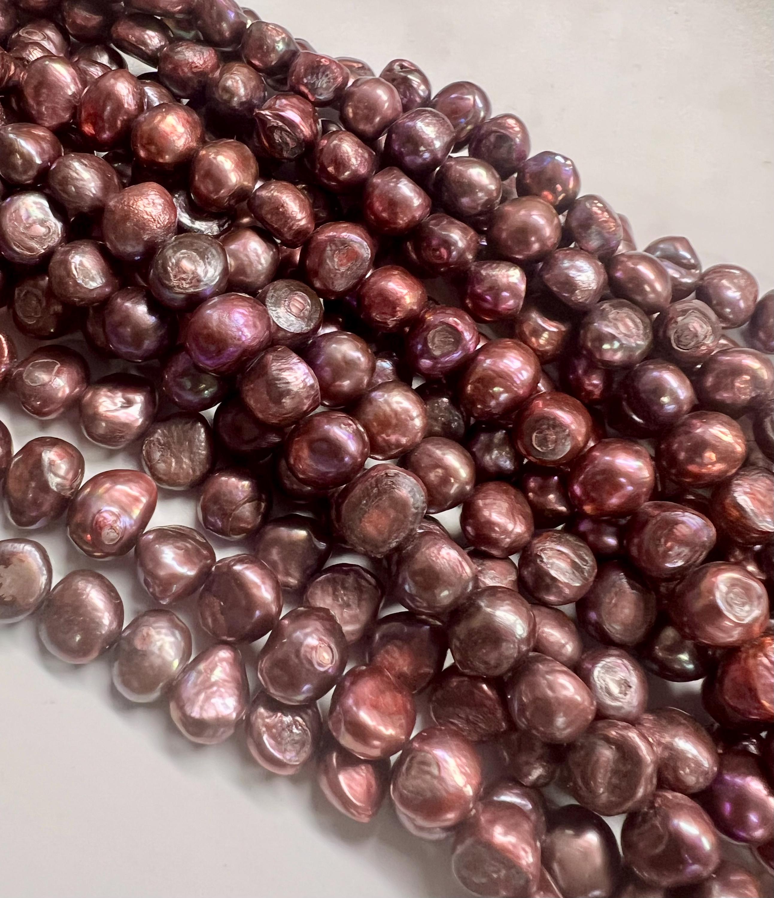 Large 11-12mm Baroque Nugget Freshwater Pearl Vintage mulberry red purple Wine color pearl, 16" Full strand Large 38+ pebble beads #BA4003