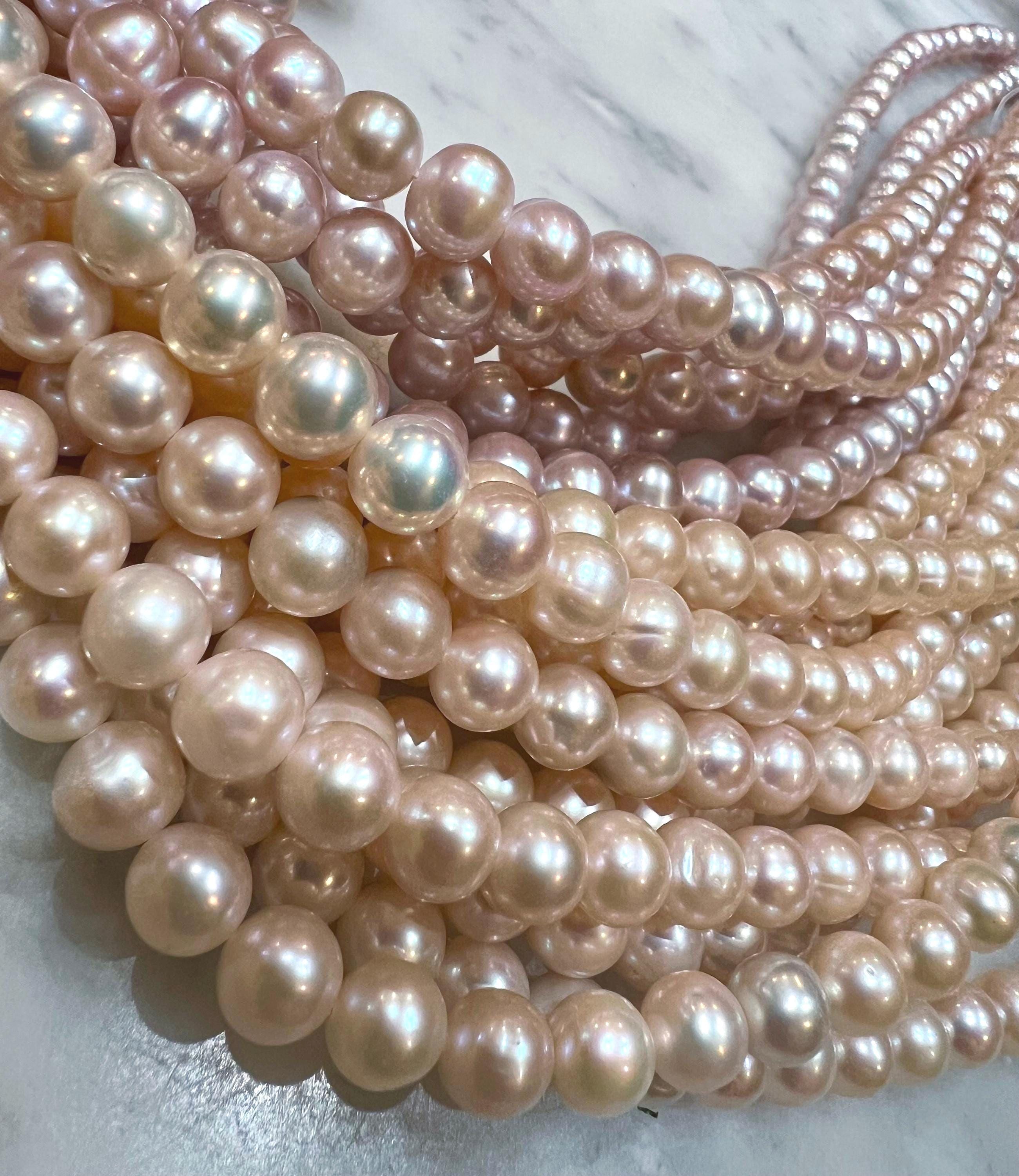 AA 8-9mm Natural color Freshwater Pearl Champagne lavender Round off  Pearl, 15" full strand loose pearl beads for DIY jewelry-- New #RS2005